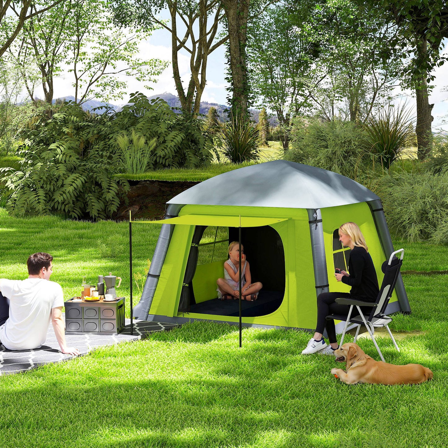 Inflatable Camping Tent w/ Hand Pump