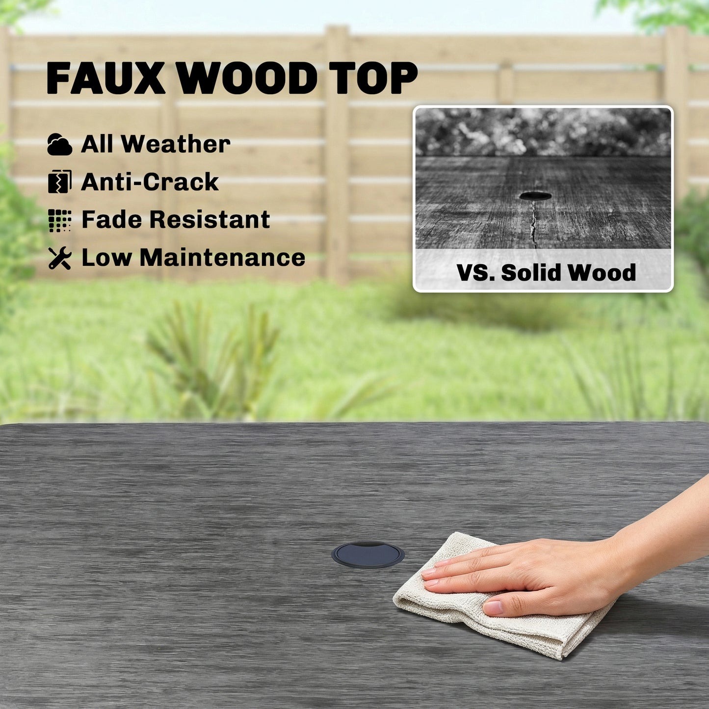 Garden Dining Table for 4, 85 cm Square Outdoor Table
