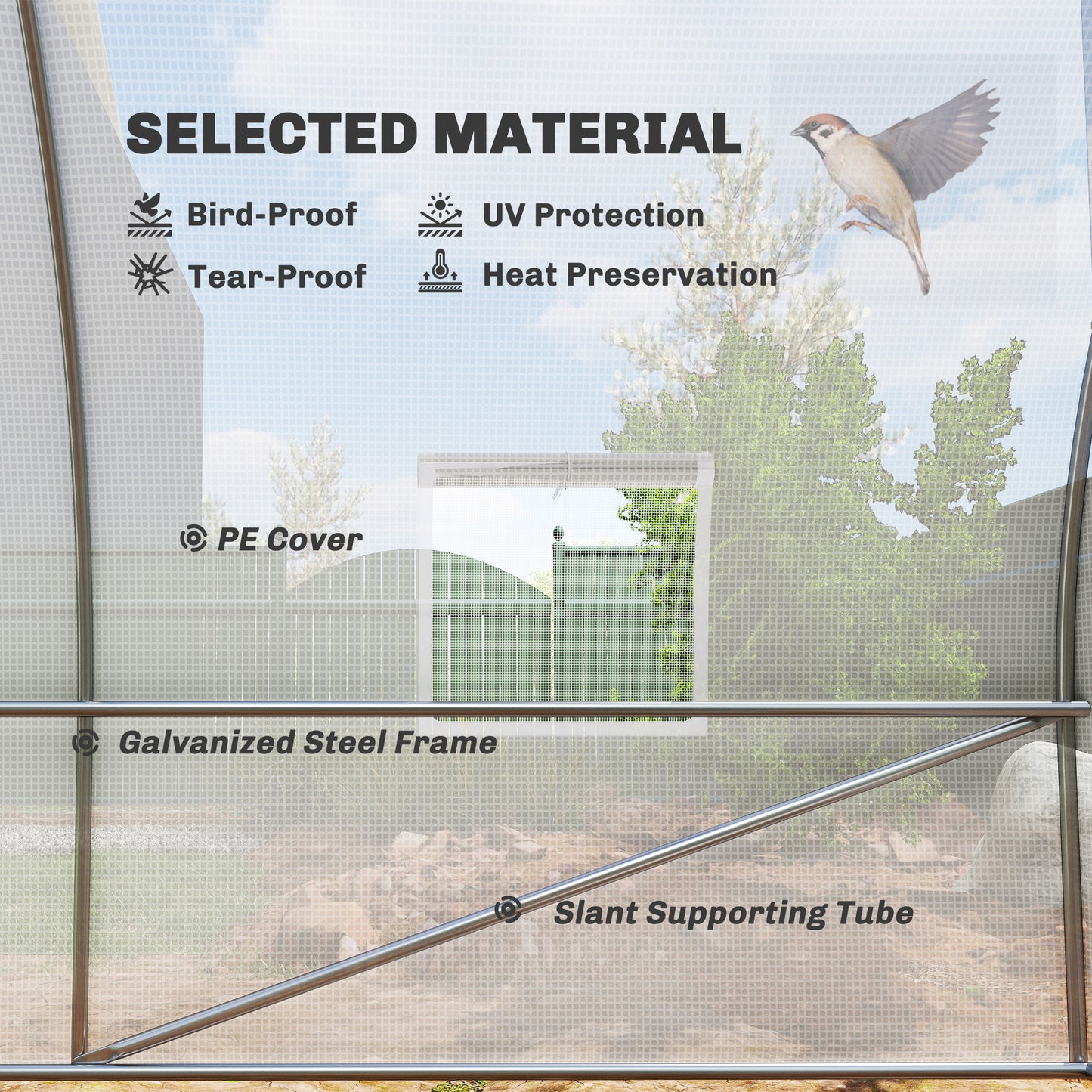Poly Tunnel for Garden, Walk-in Polytunnel with Door