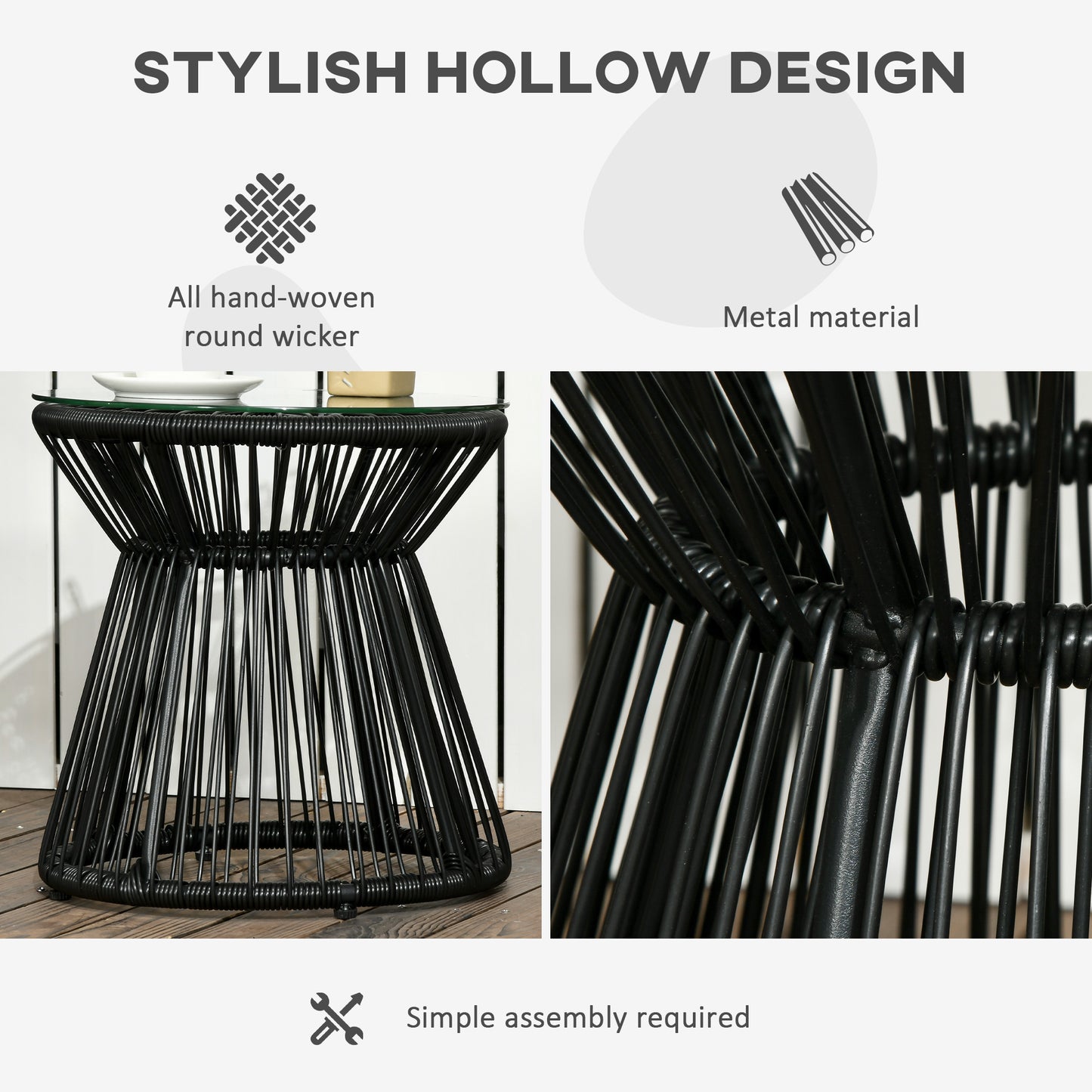 Round End Table, Rattan Side Table