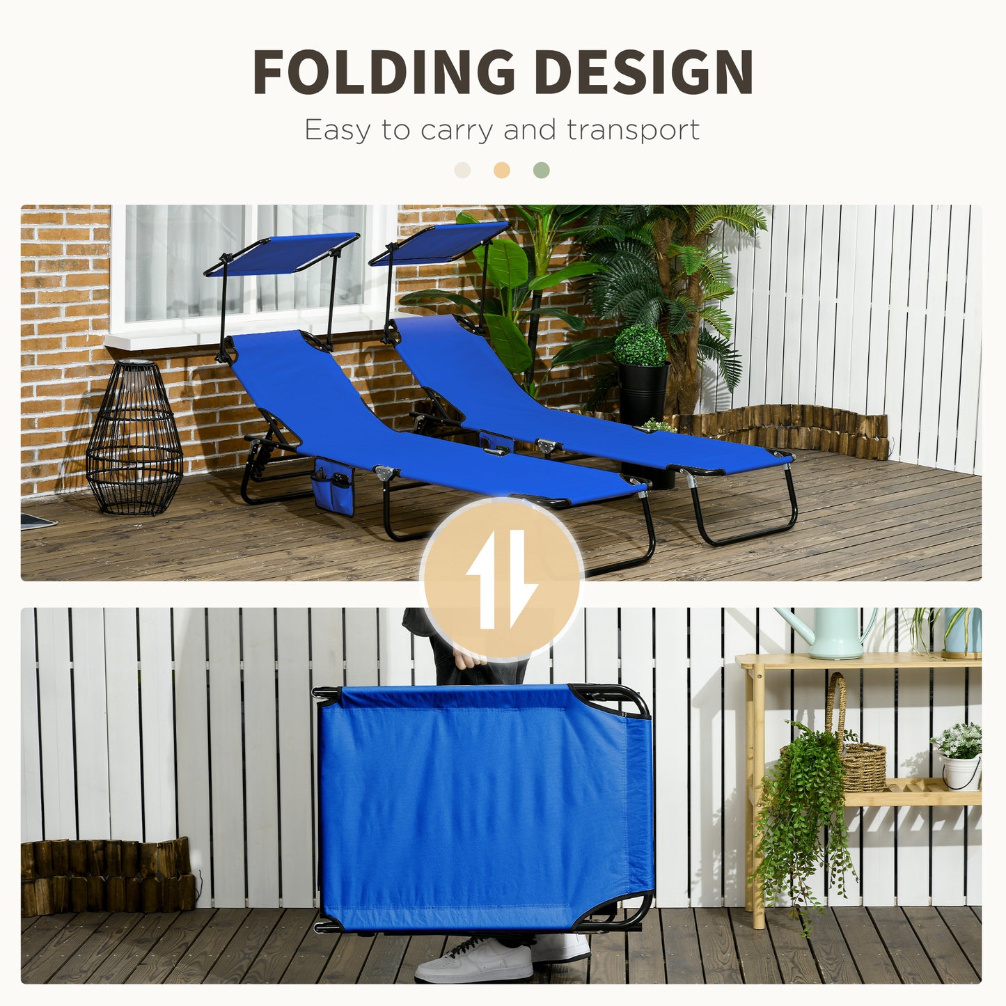 Set of Two Folding Sun Loungers