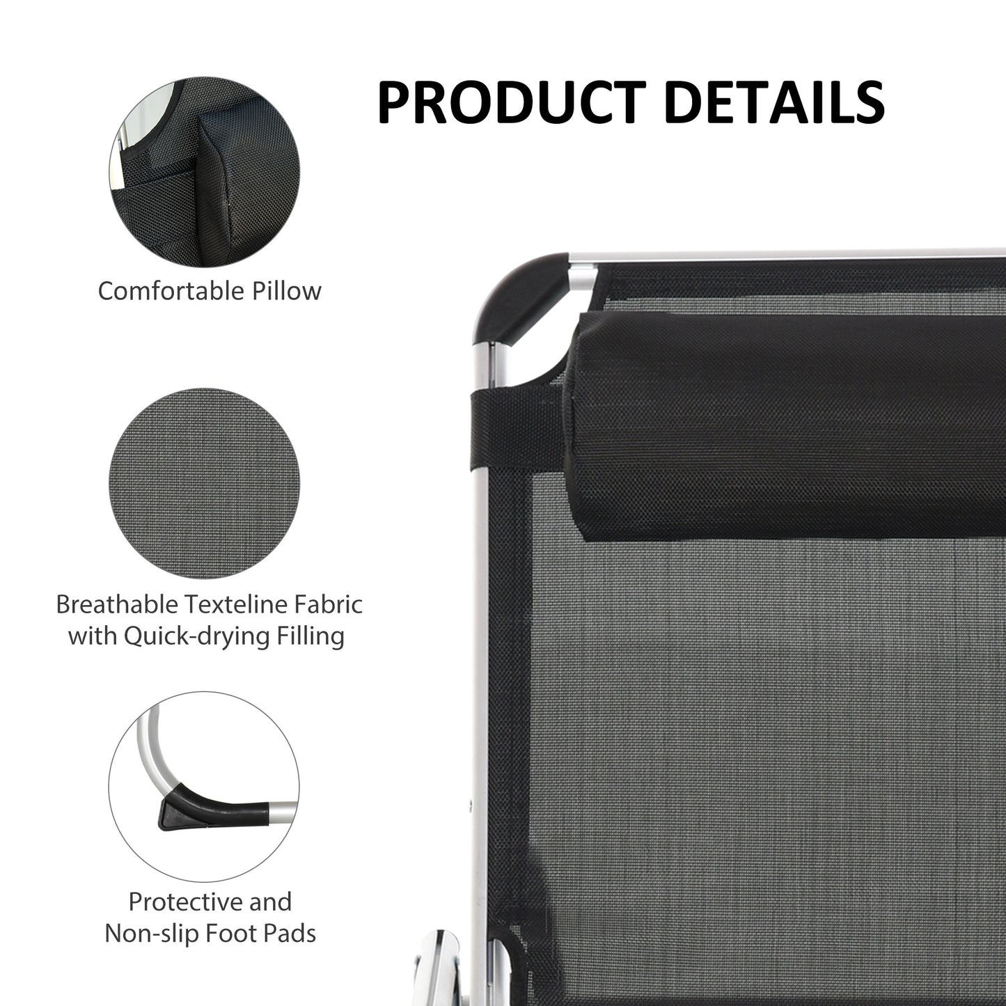 Foldable Outdoor Sun Loungers Set of 2