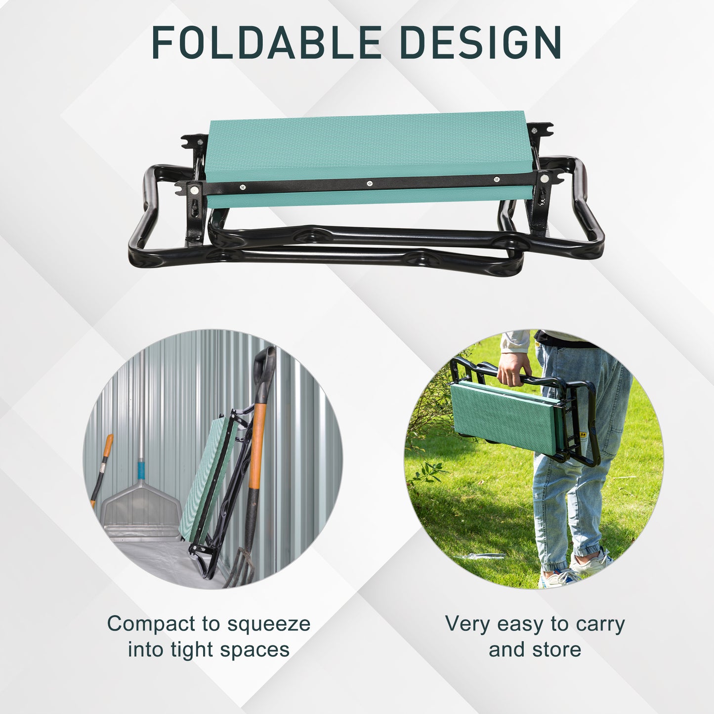 2 In 1 Garden Kneeler Seat Kneeling Pad Support Bench Foldable Knee