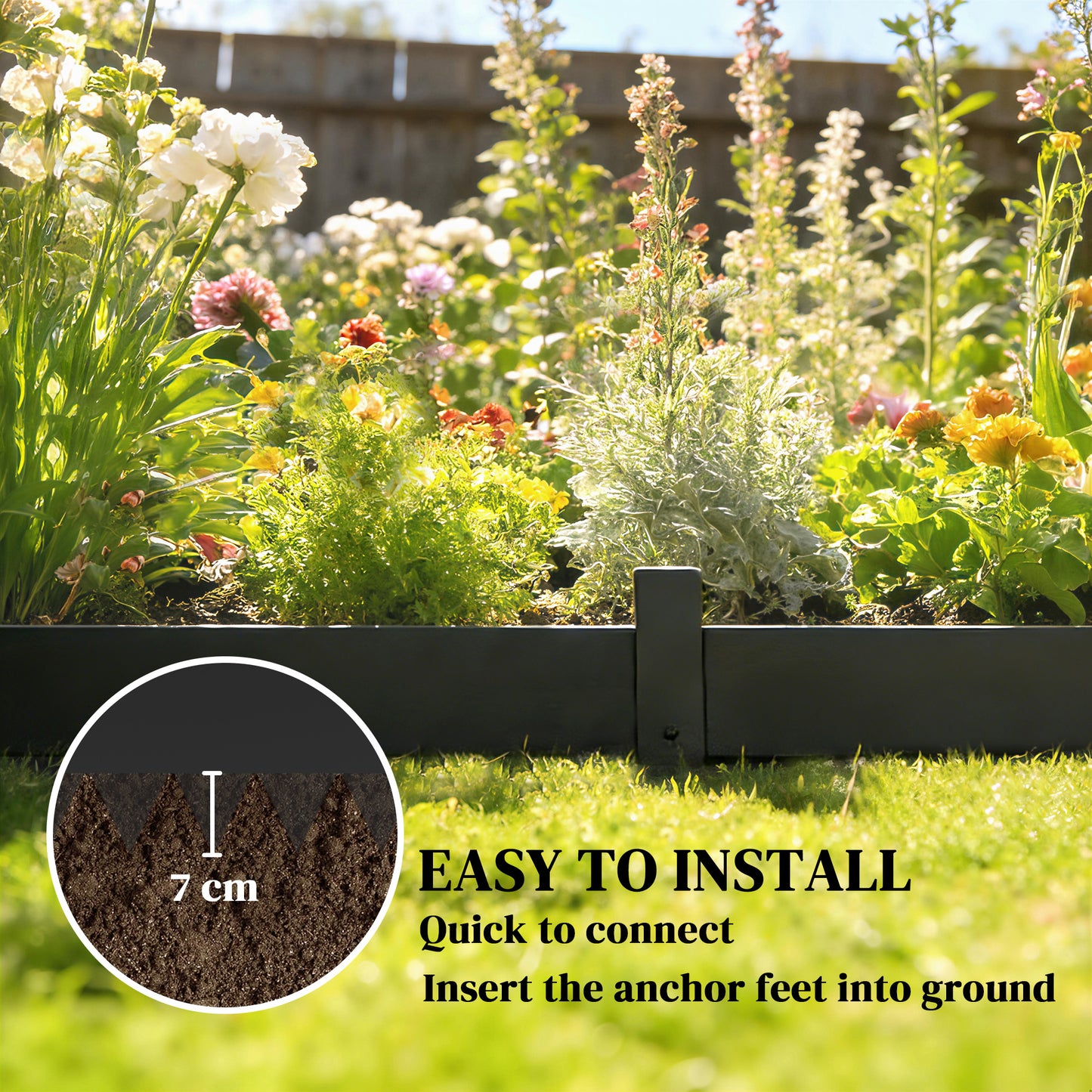 5pcs Garden Fence, Metal Picket Fence Panels, 102x15cm