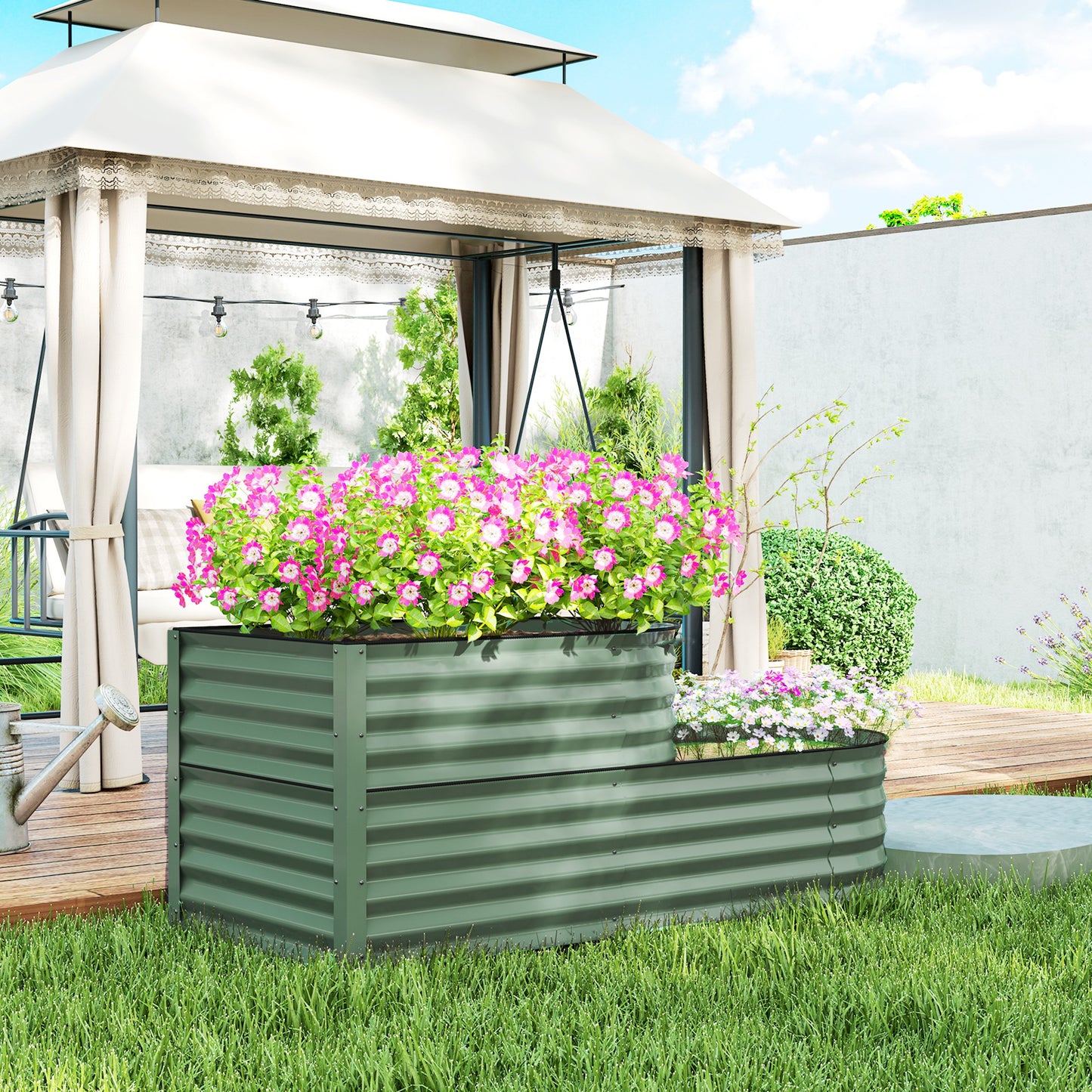 Two-Tier Galvanised Steel Garden Planter (2)