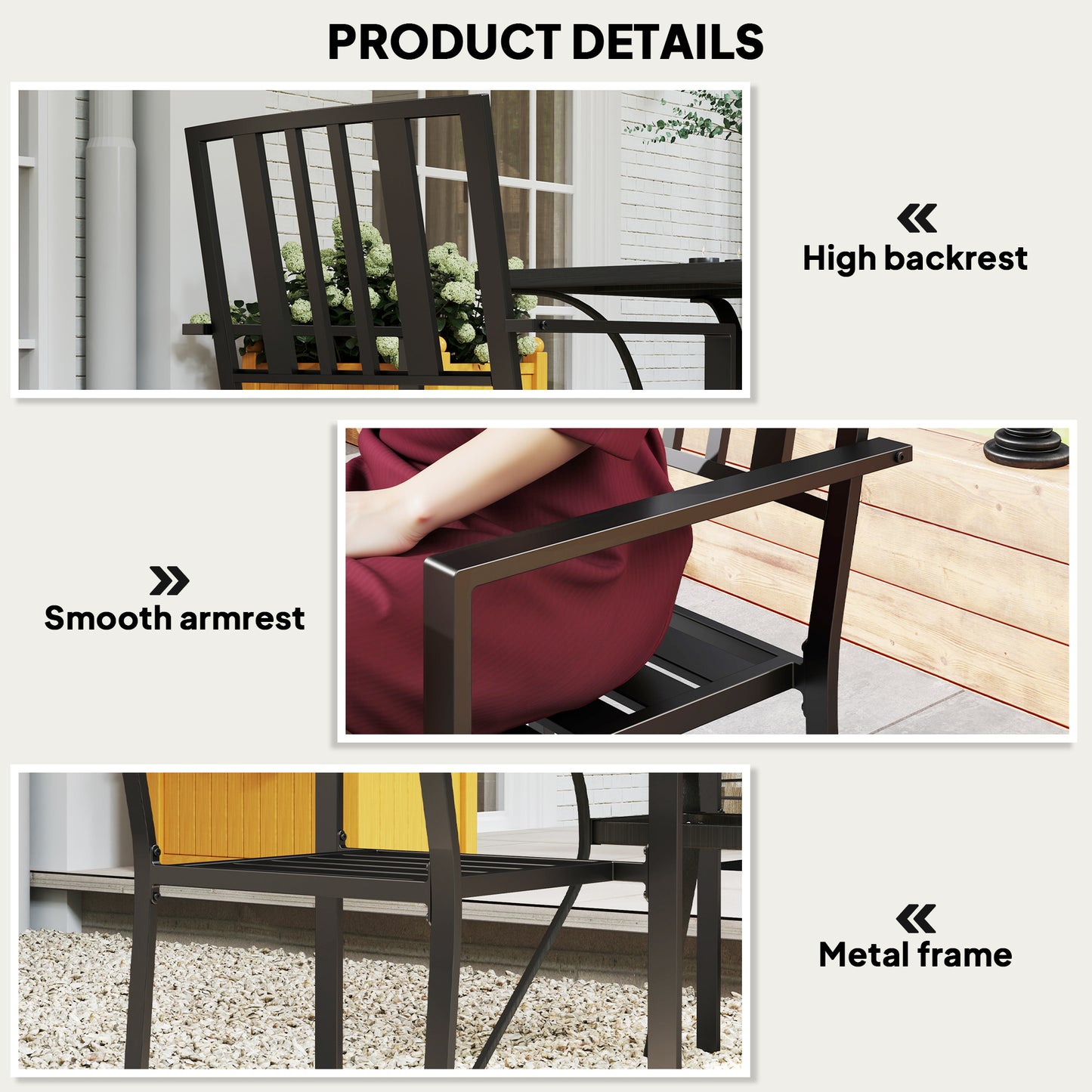 Set of Two Minimal Metal Garden Chairs