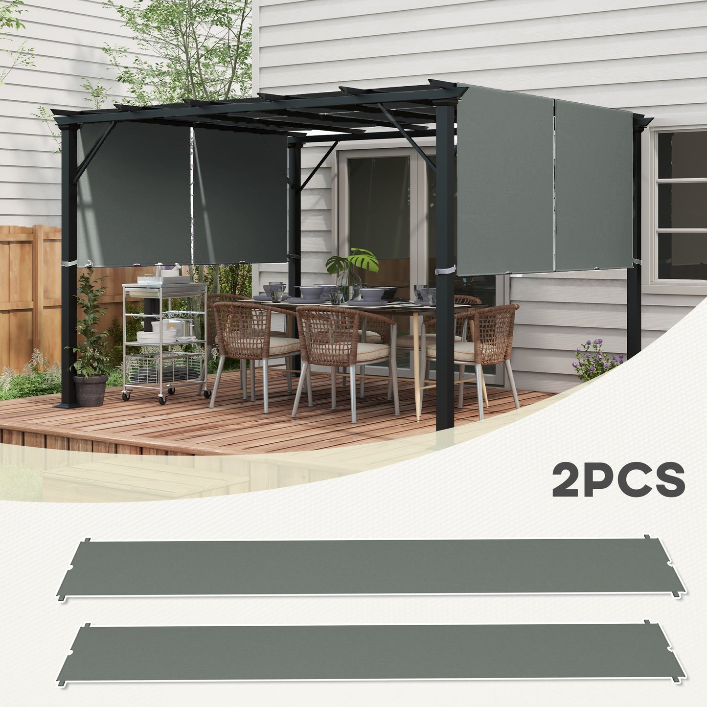 2 Pcs UV Protection Pergola Replacement Canopy, Pergola Shade Cover