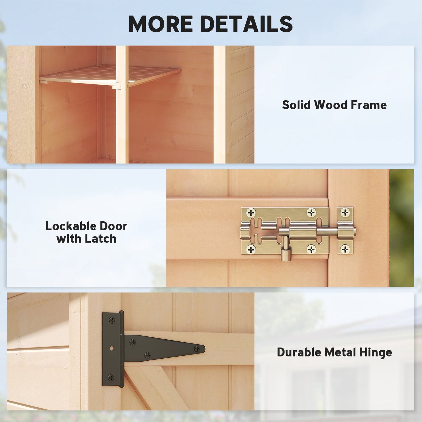 Wooden Small Shed, Garden Storage Shed with Shelves and Bolt Latch