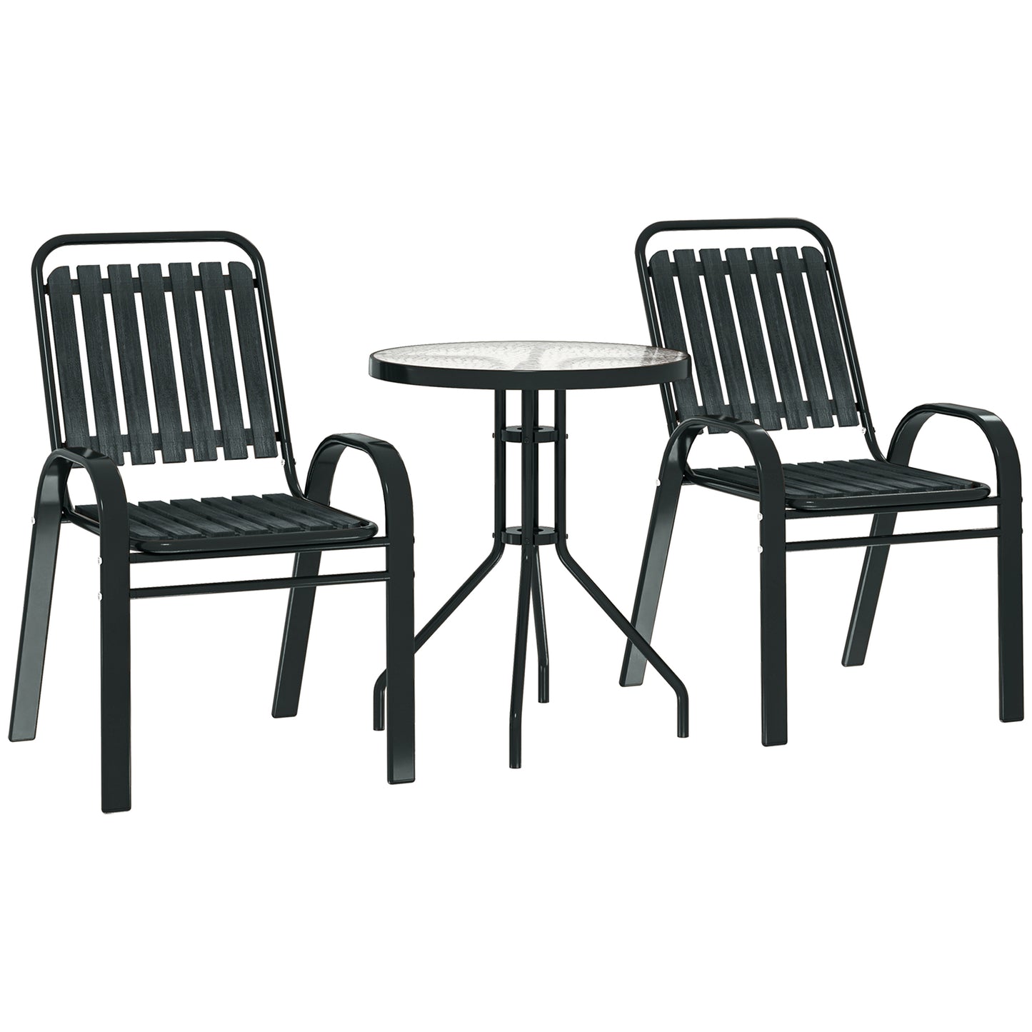3 Pieces Patio Bistro Set with Stackable Chairs
