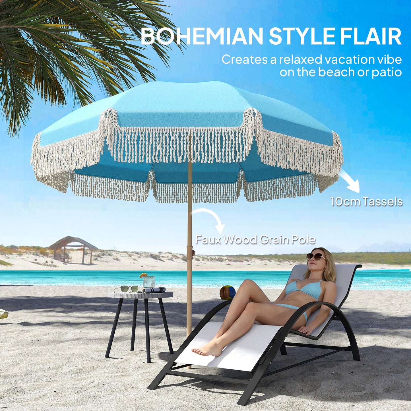 1.7 m Beach Umbrella with Sand Anchor (1)