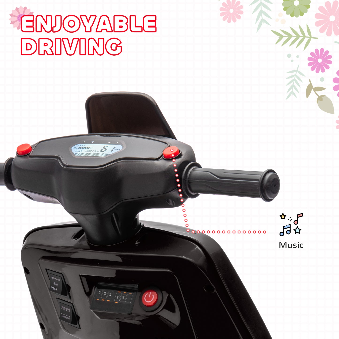 6V Ride on Motorbike, Kids Electric Motorbike w/ Headlights, Music