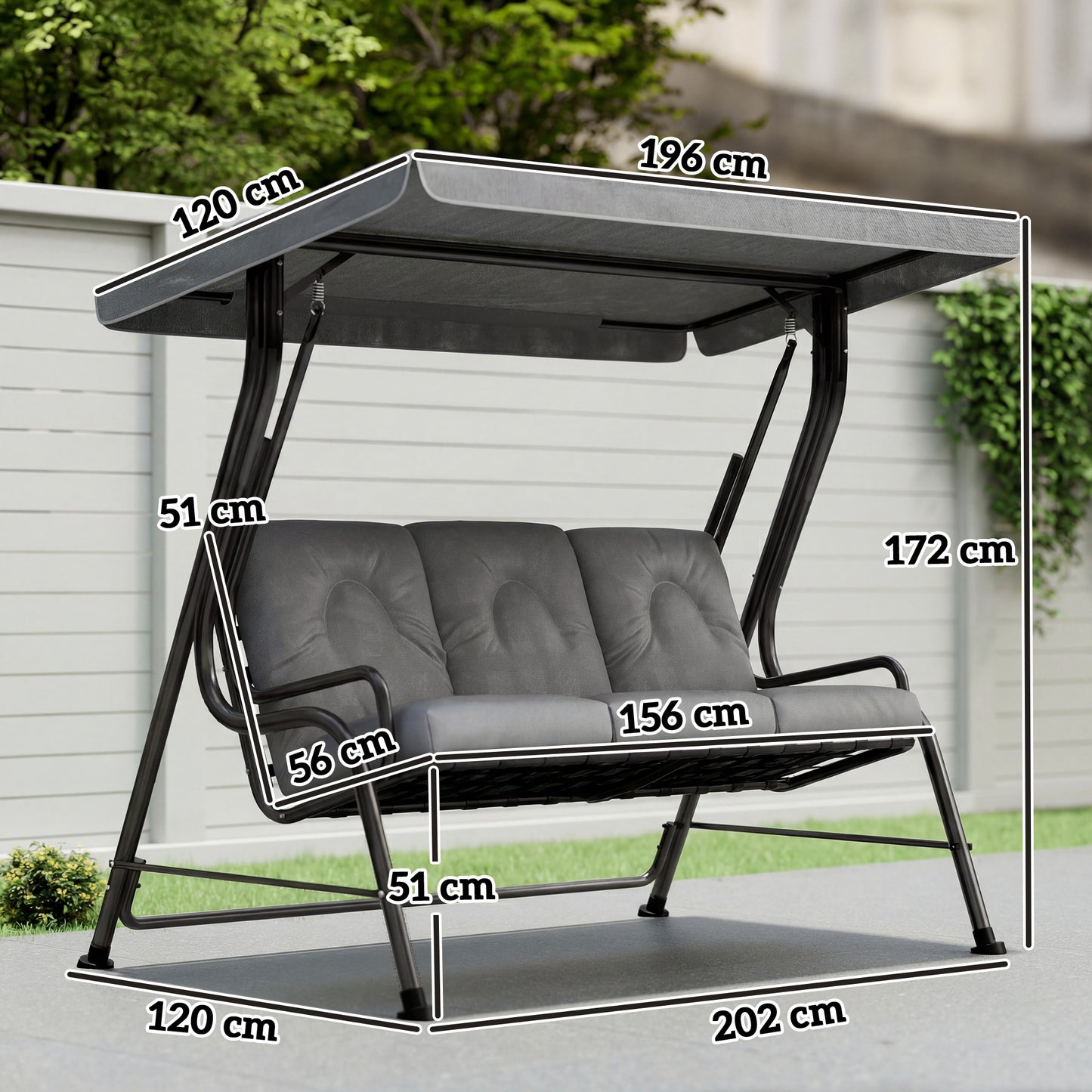 3-Seater Garden Swing Seat