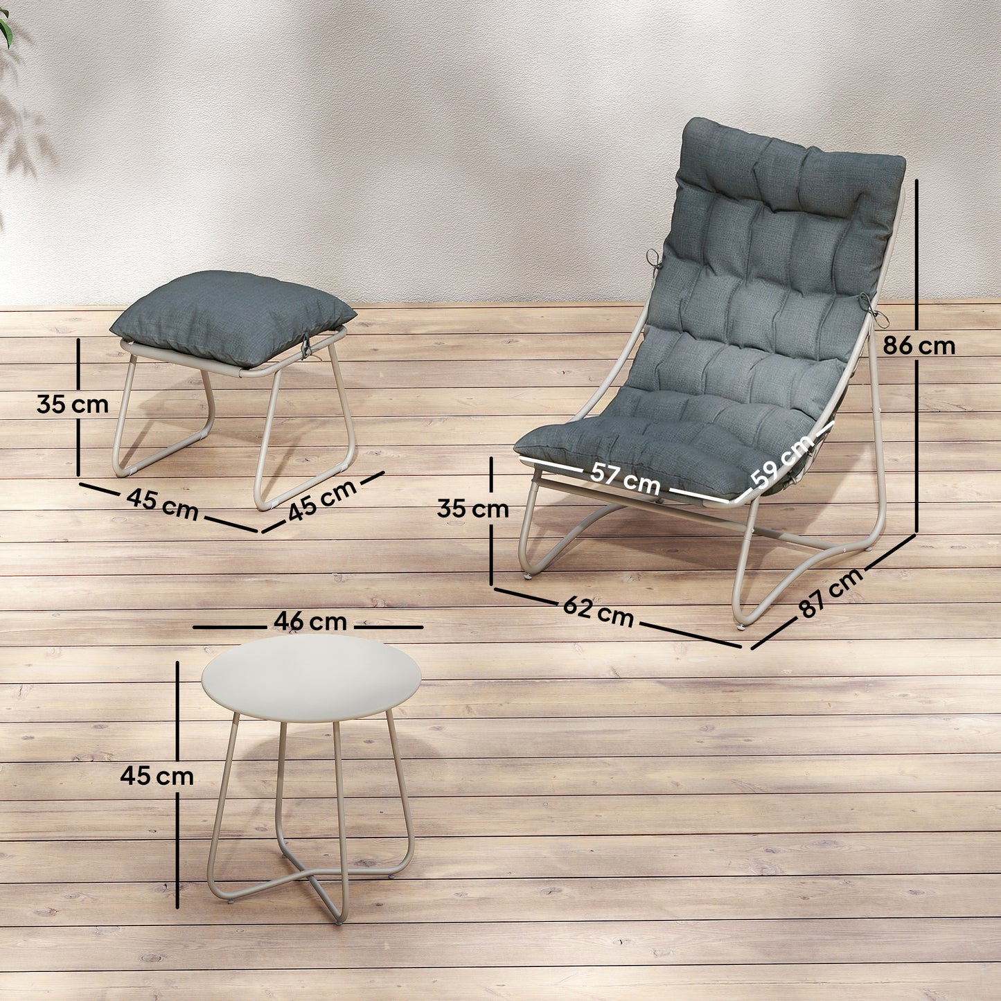 Bistro Set for Garden, 3 Piece Outdoor Table and Chair