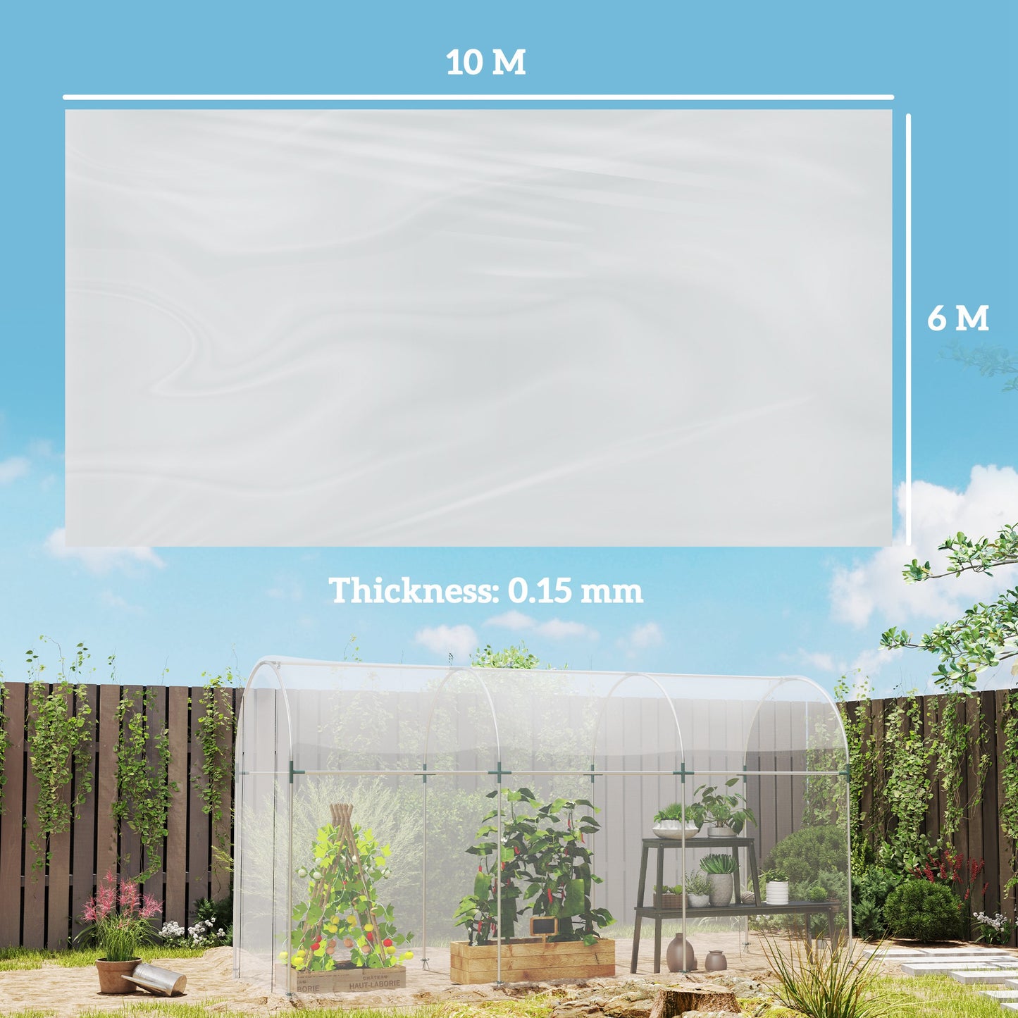 6 X 10m Heavy Duty (150um/6mil) Polypropylene Greenhouse Cover