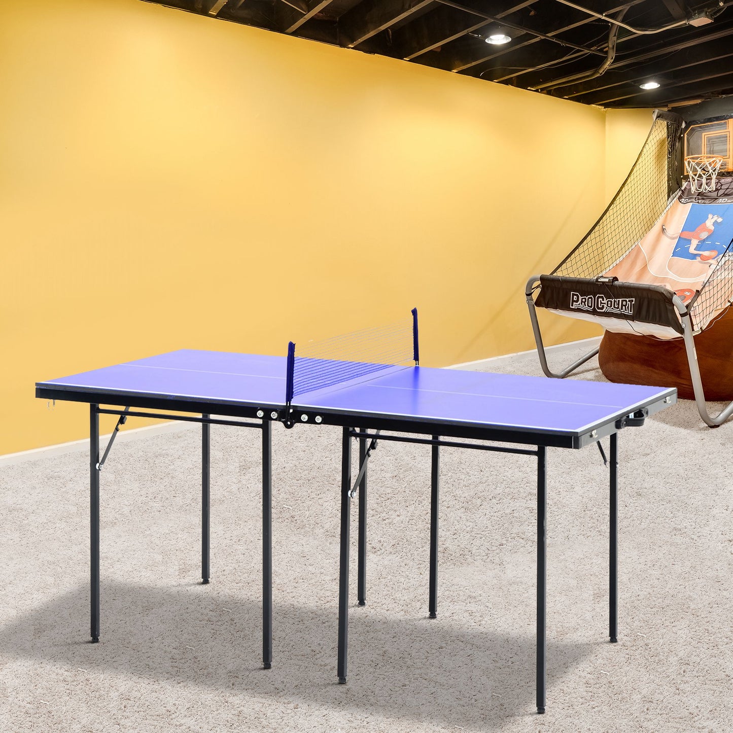 Folding 5ft Mini Compact Table Tennis Top Ping Pong Table Set