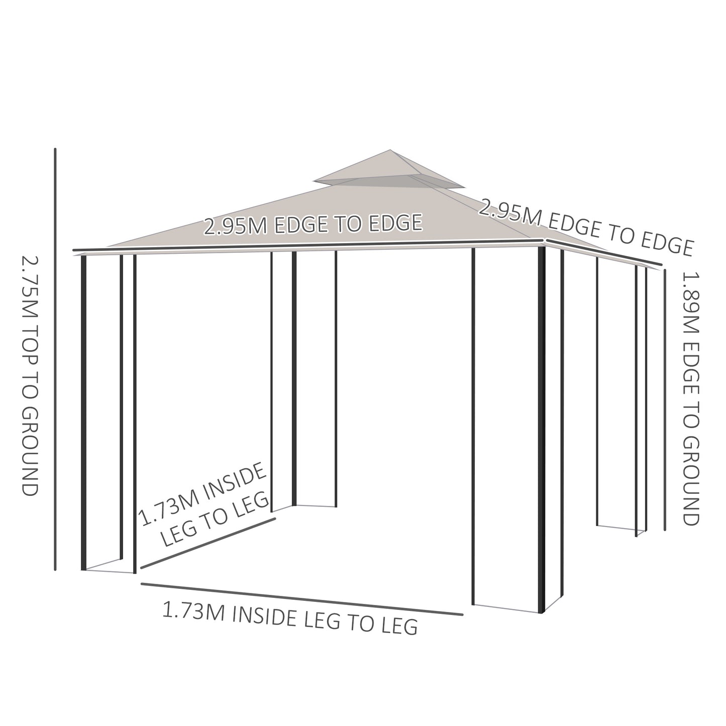 3 x 3(m) Garden Gazebo Patio Party Tent Shelter Outdoor Canopy