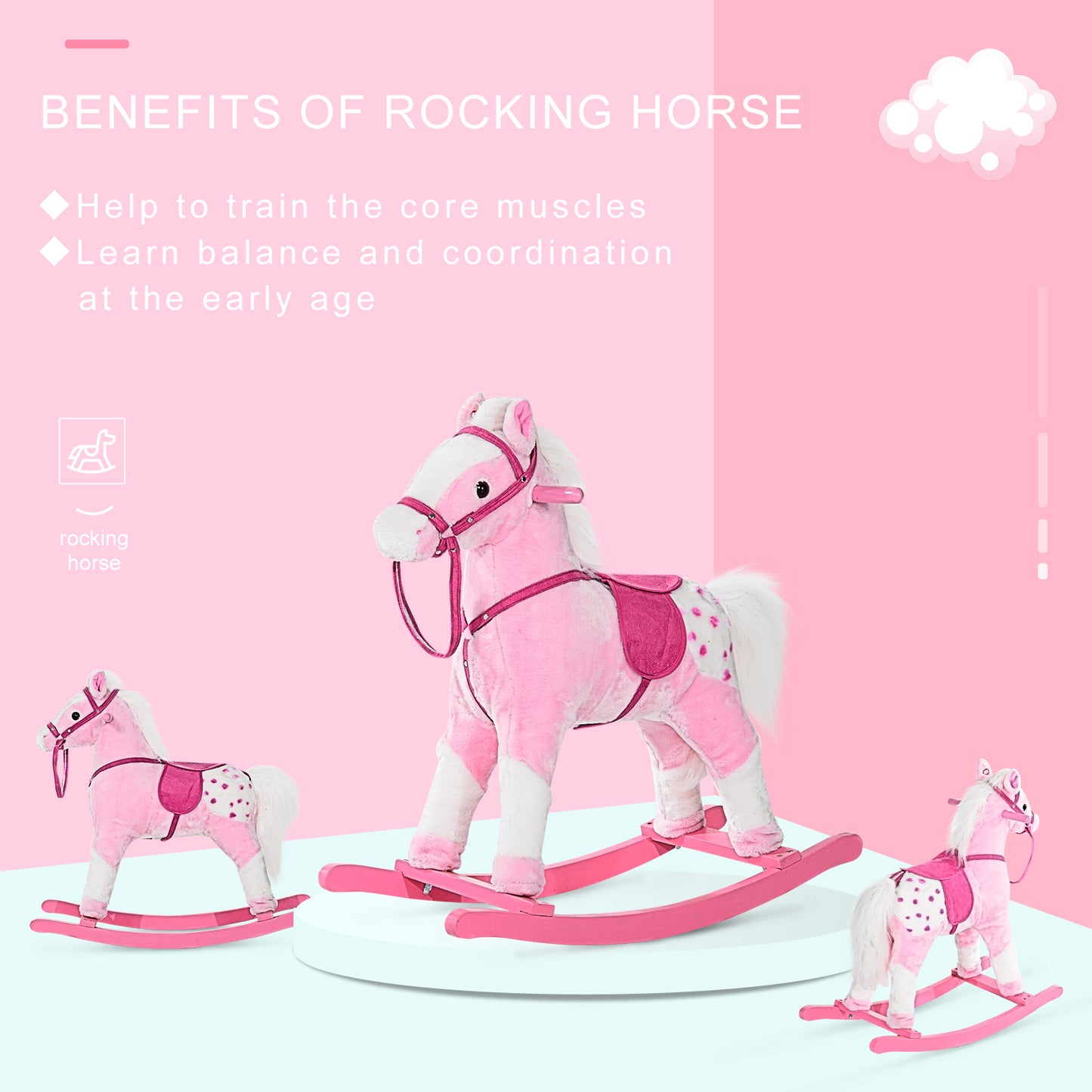 Baby Rocking Horse Plush Ride on Animals Rocker