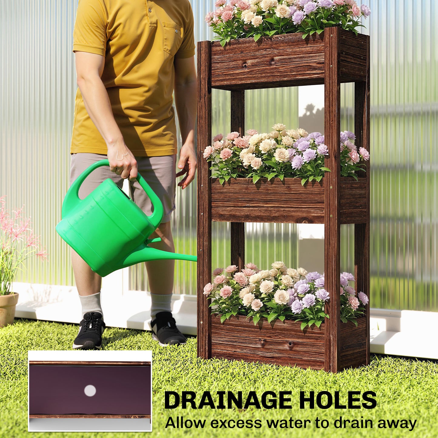 3-Tier Wooden Raised Planter
