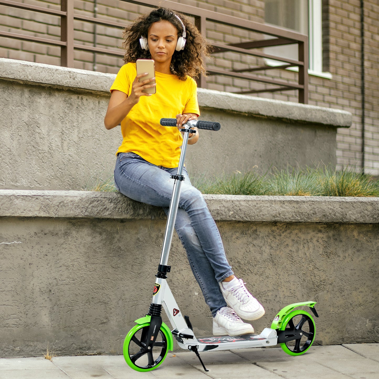 Folding Kick Scooter, Adjustable Ride On Scooter
