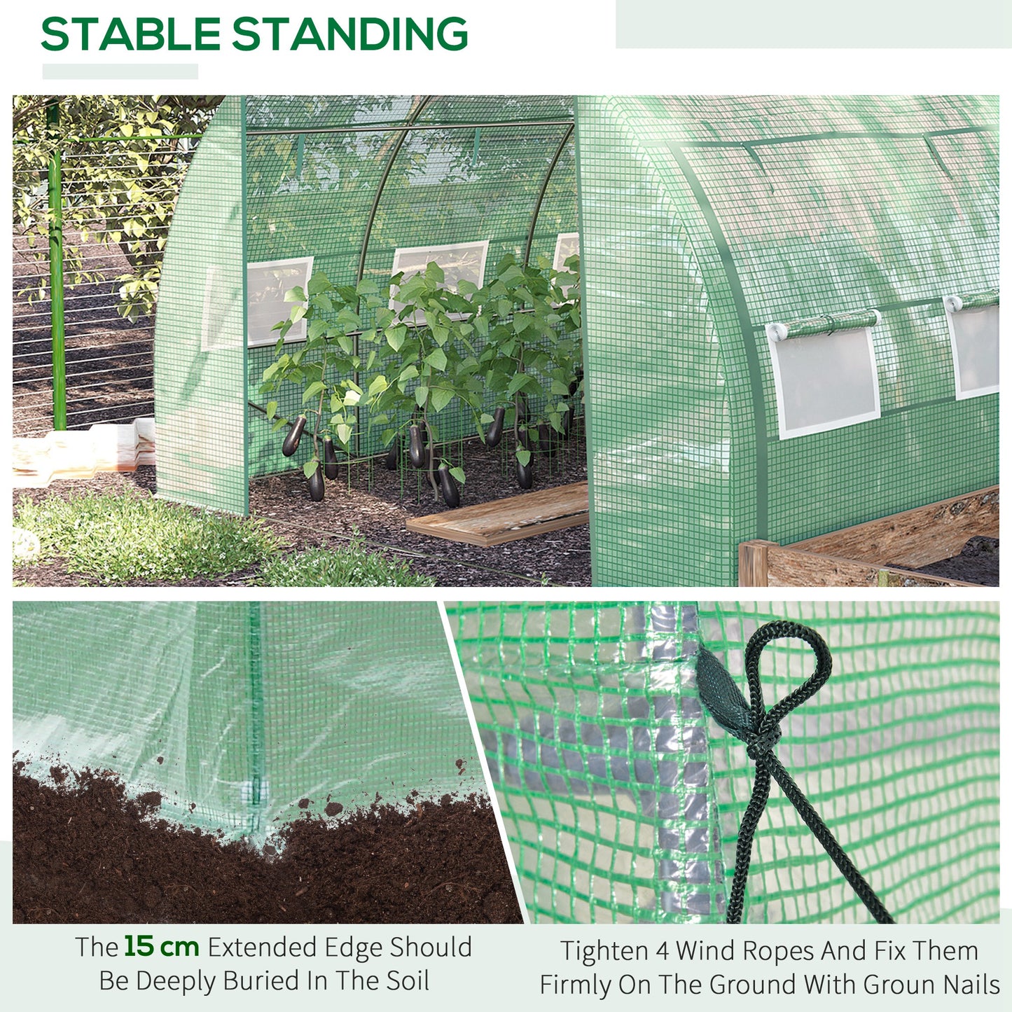 Polytunnel Greenhouse Walk-in Grow House Tent with Roll-up Sidewalls (2)