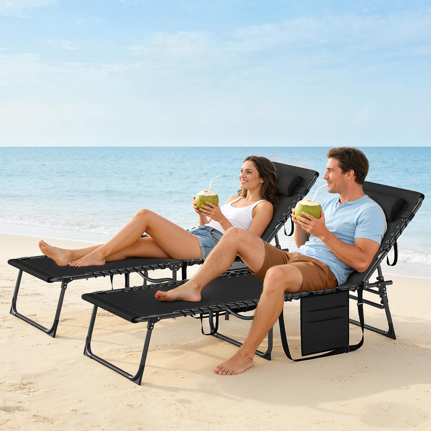 Five-Position Reclining Sun Loungers Set of 2