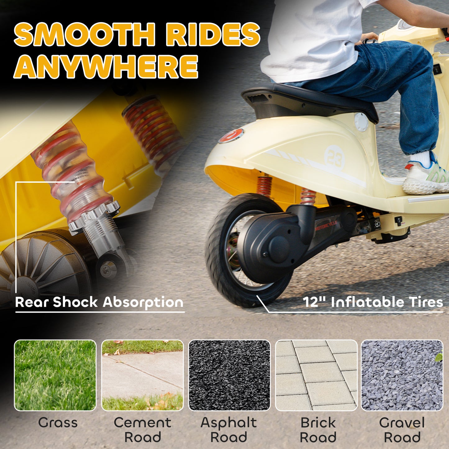 24V Kids Electric Motorbike, Ride on Motorcycle with Manual Throttle