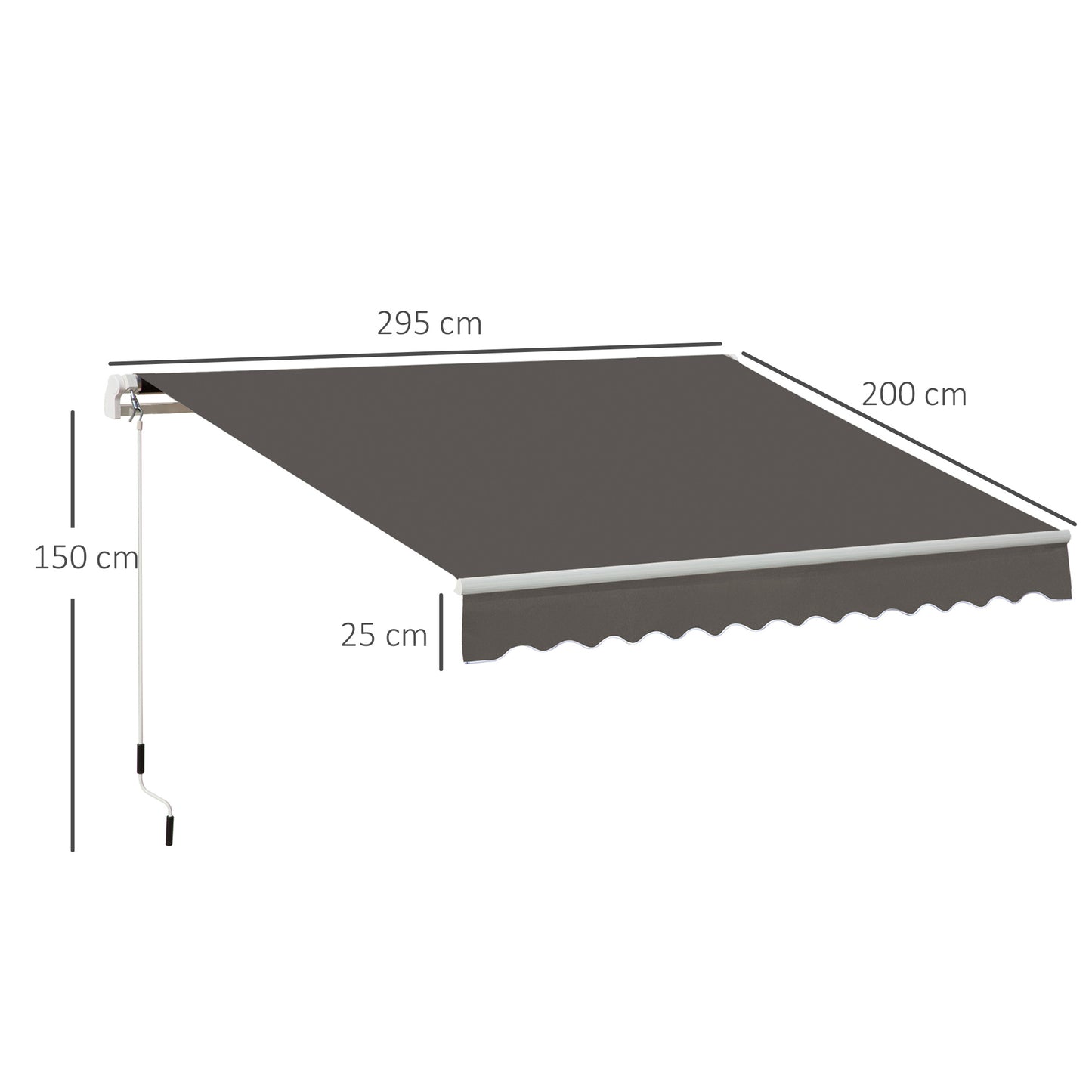 Awning Canopy Manual Retractable Porch Sun Shade Shelter 3 x 2m