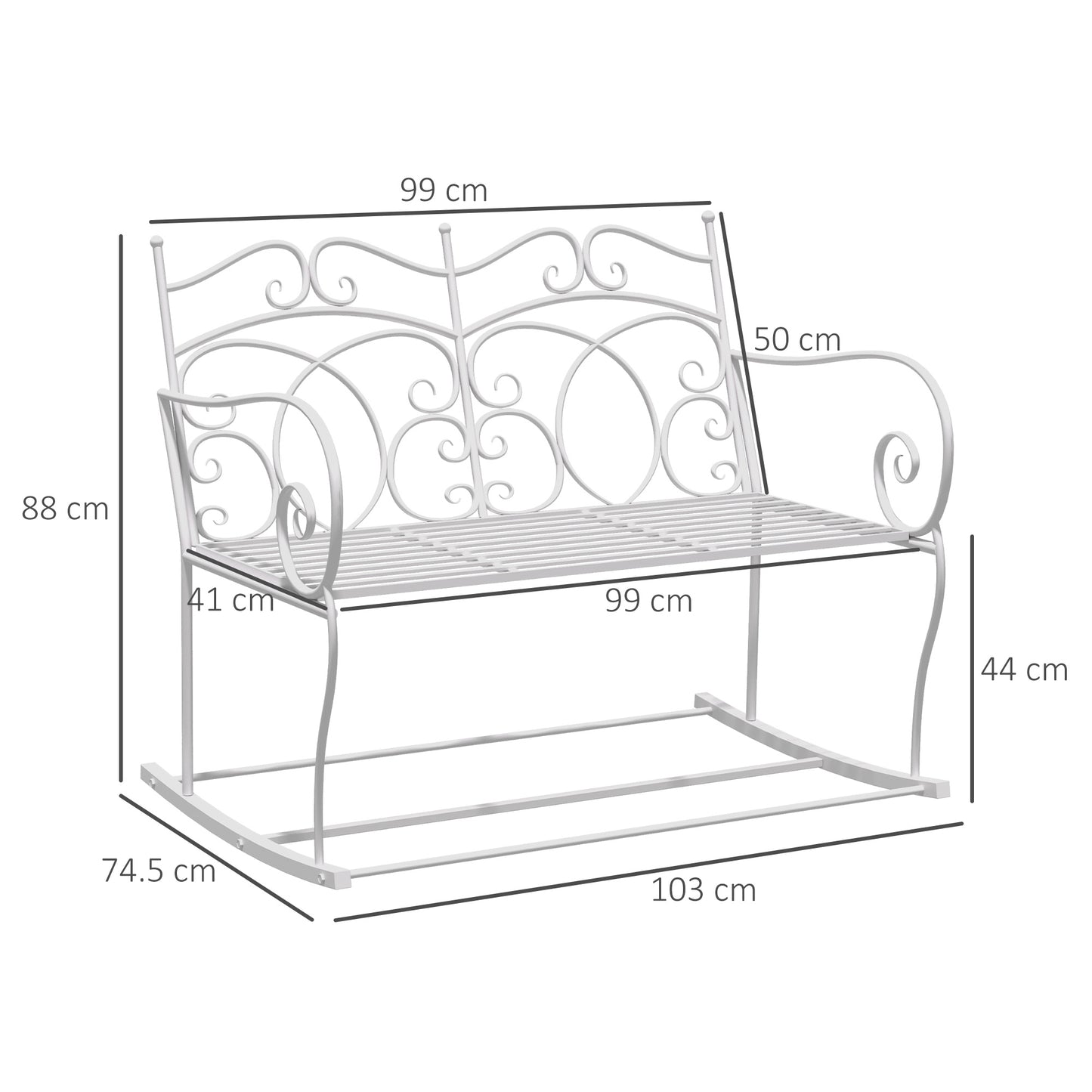 Patio 2 Seater Rocking Bench Steel Garden Outdoor Garden Loveseat