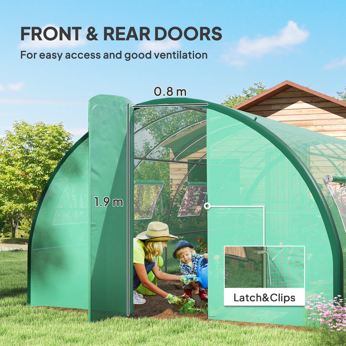 Polyethylene Upgraded Structure Walk-in Polytunnel Greenhouse, 6 x 3 m