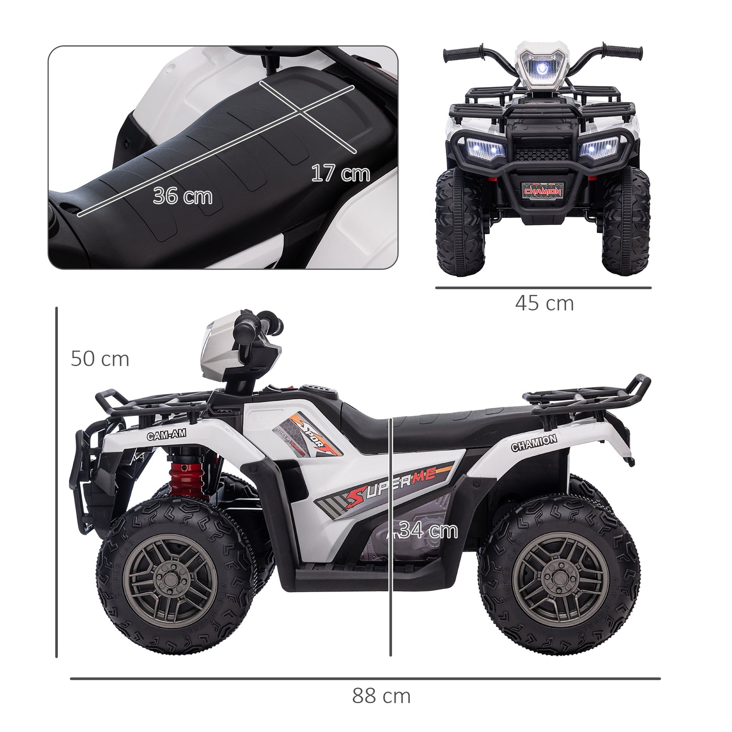 12V Kids Quad Bike with Forward, Reverse Functions