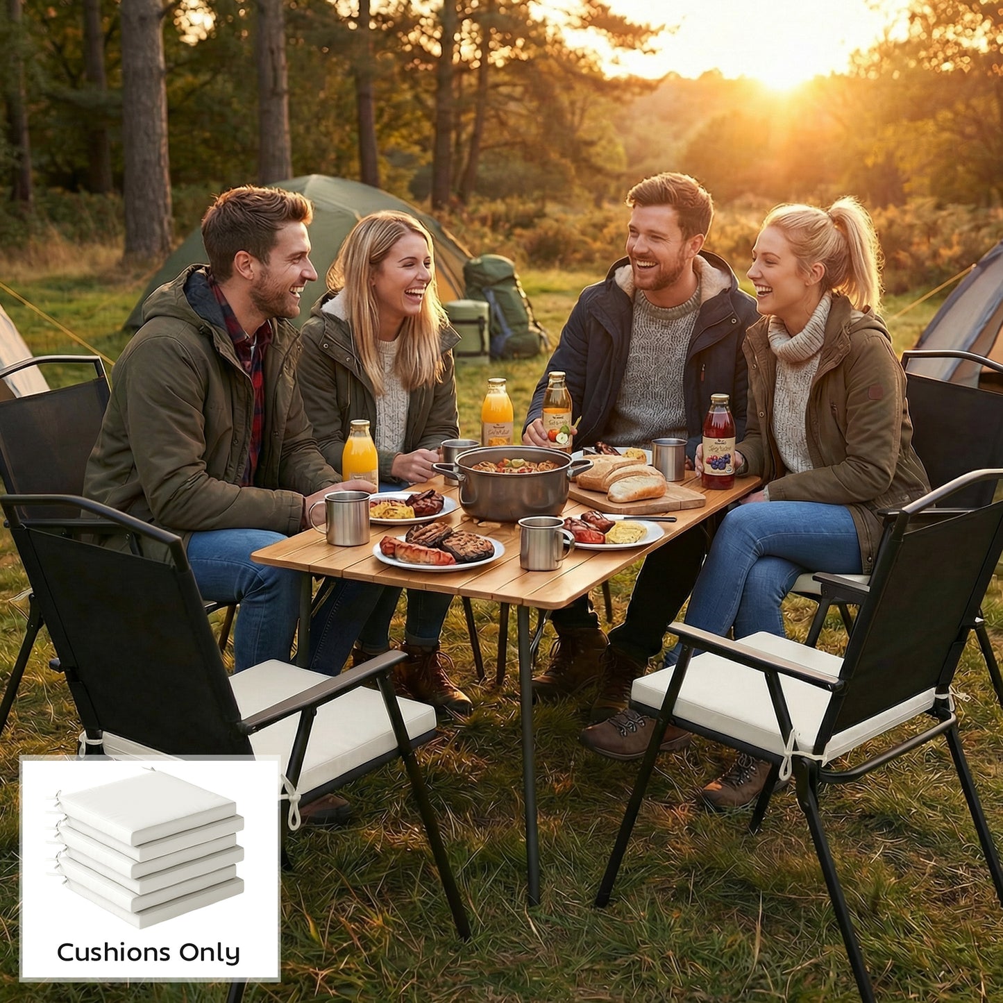 Set of 6 Outdoor Seat Cushions with Machine Washable Cover
