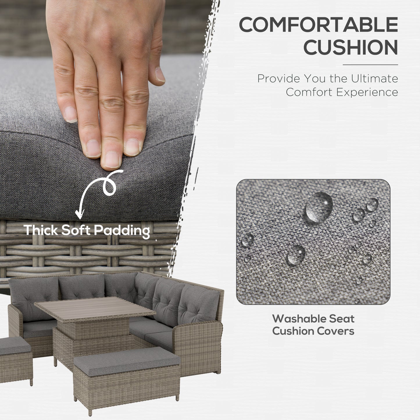 6 Pieces Outdoor PE Rattan Garden Furniture