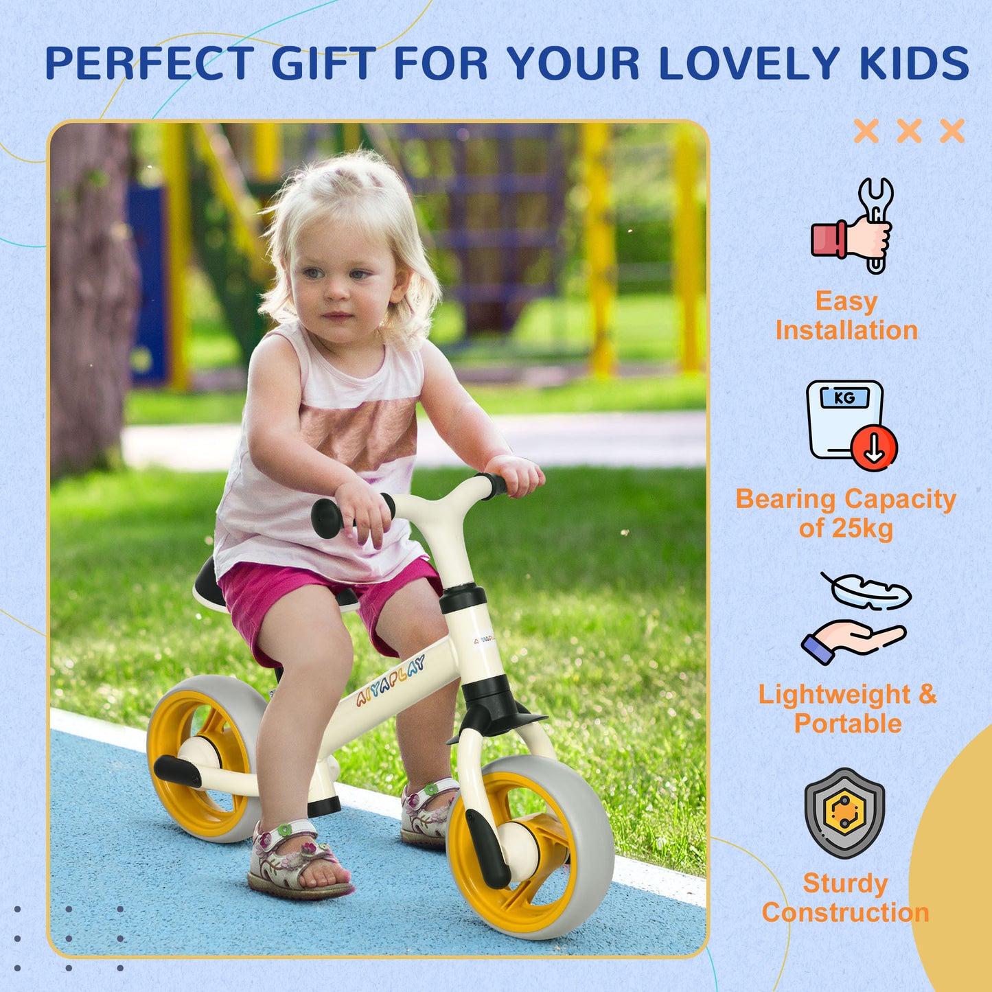 8" Balance Bike, Lightweight Training Bike for Children