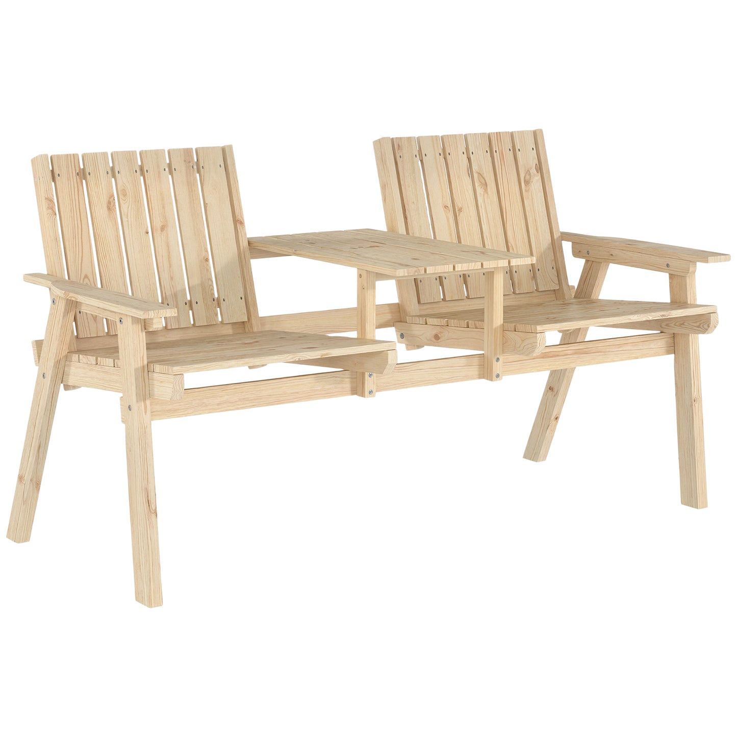 2-Seater Garden Loveseat with Table and Parasol Hole for Porch, Patio