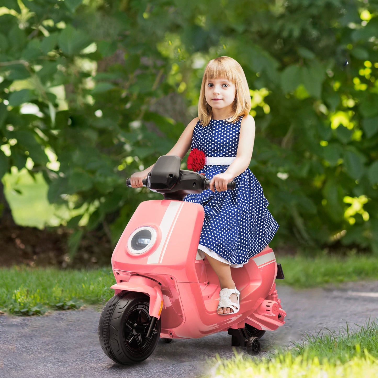 6V Ride on Motorbike, Kids Electric Motorbike w/ Headlights, Music