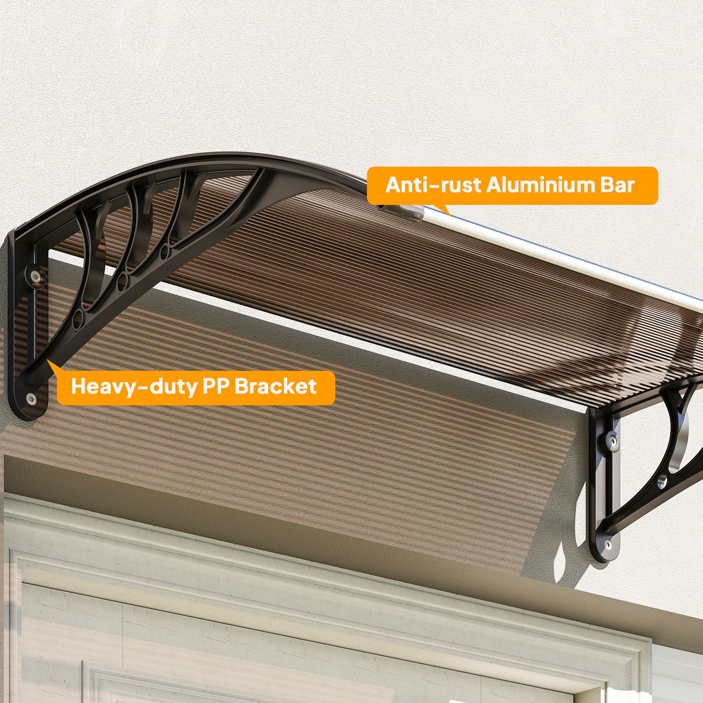 Front Door Canopy Outdoor Awning Aluminium Rigid Plastic
