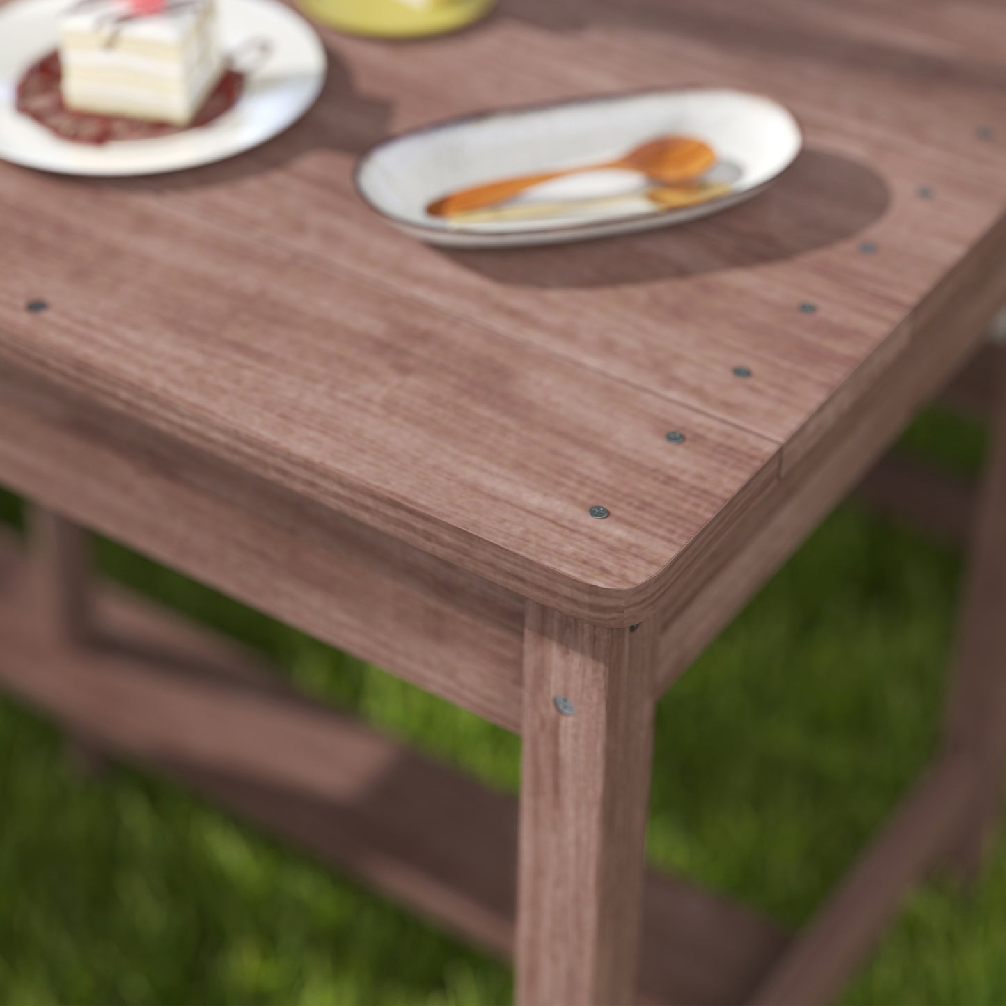 Outdoor Wooden Kids Picnic Table & Bench Set with Cushions