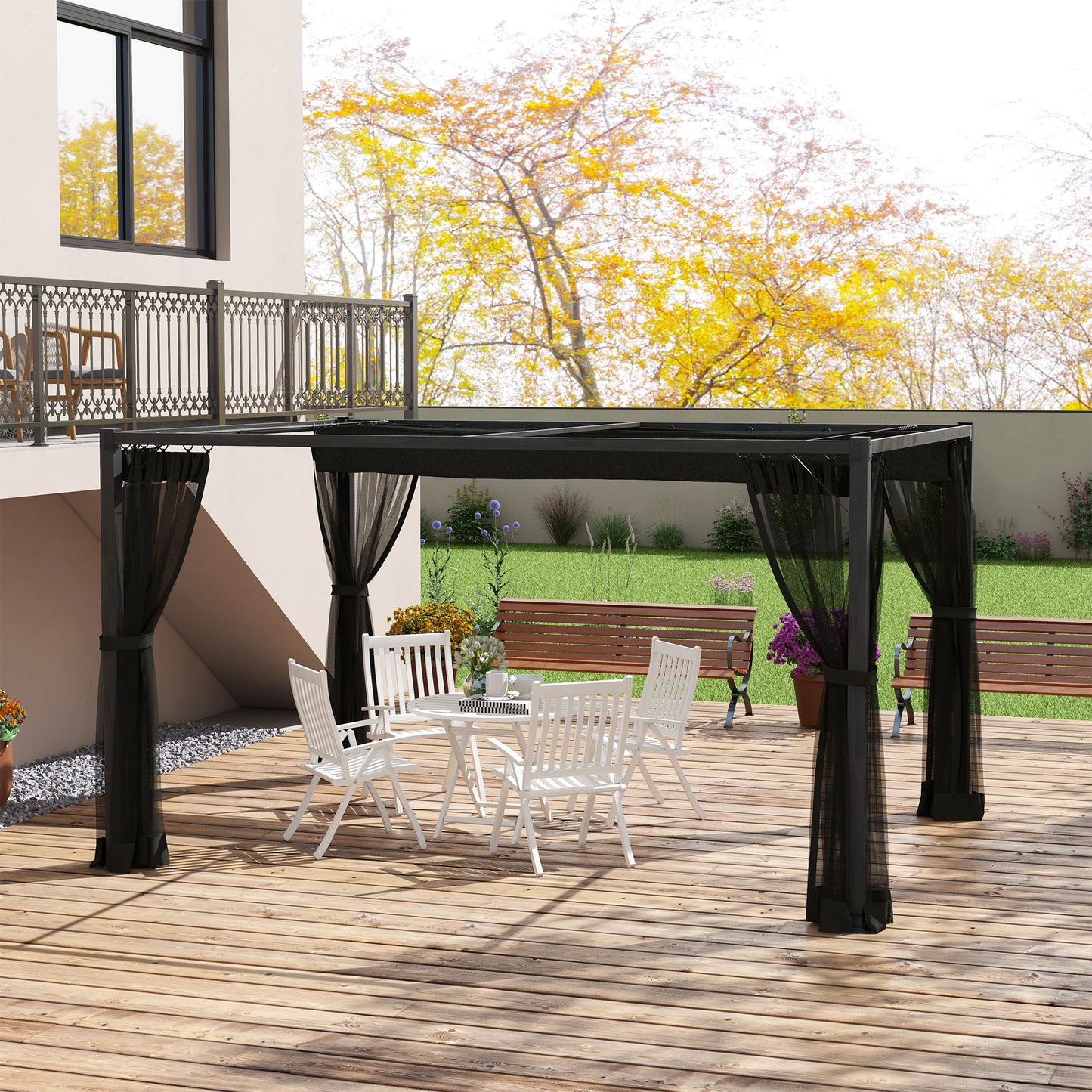 3 x 4m Aluminium Frame Pergola, with Retractable Roof