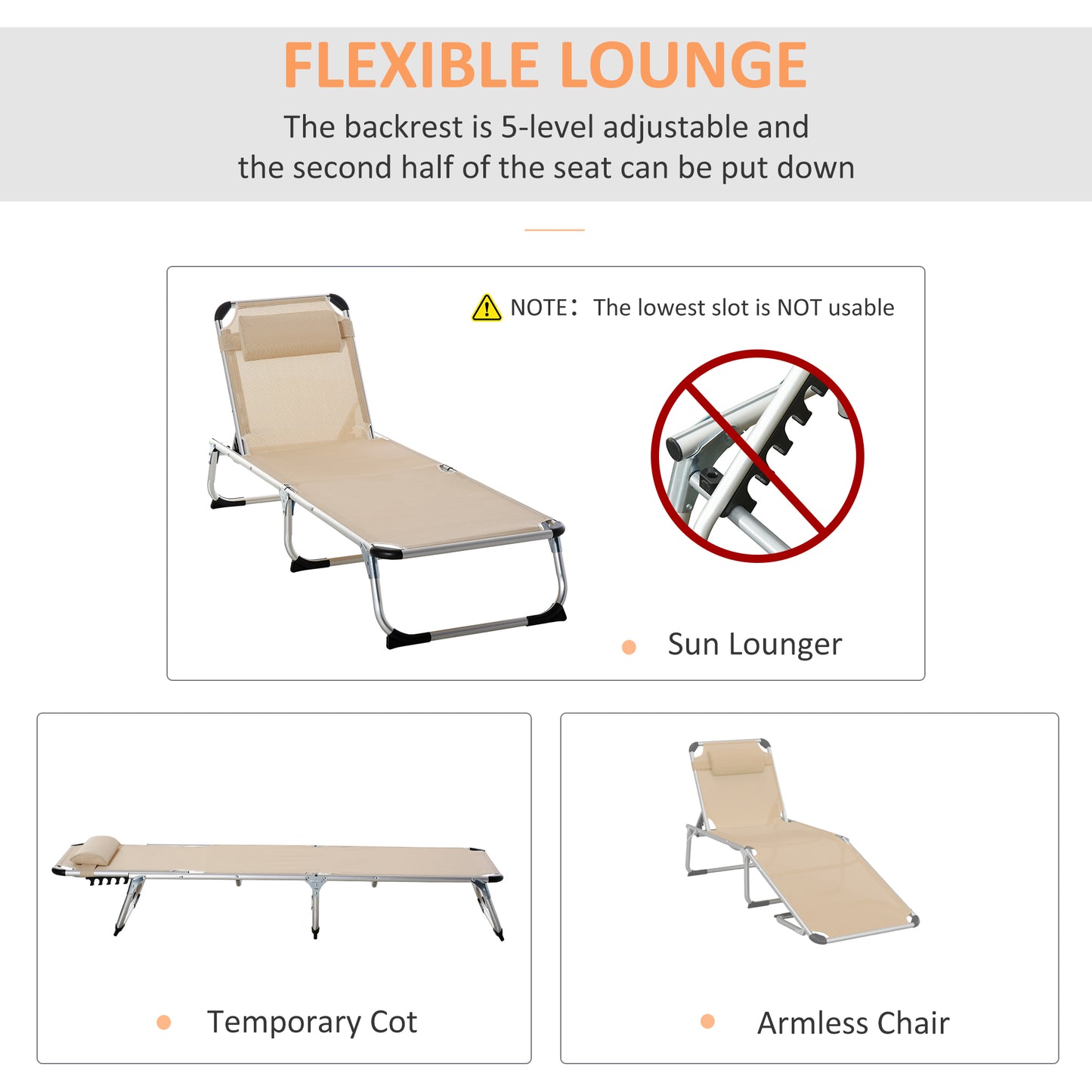 Foldable Outdoor Sun Loungers Set of 2