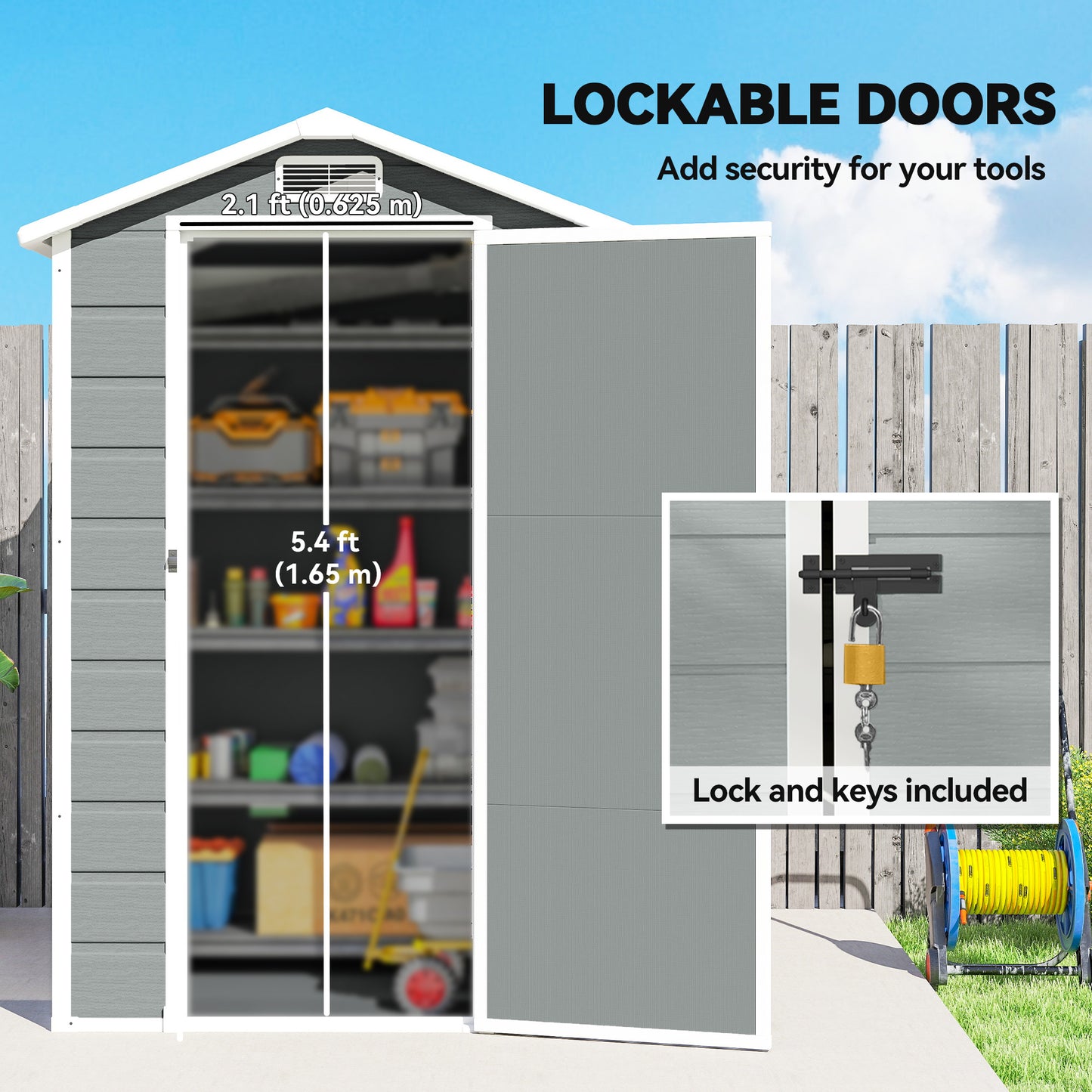 4 x 3 ft Plastic Garden Shed with Floor