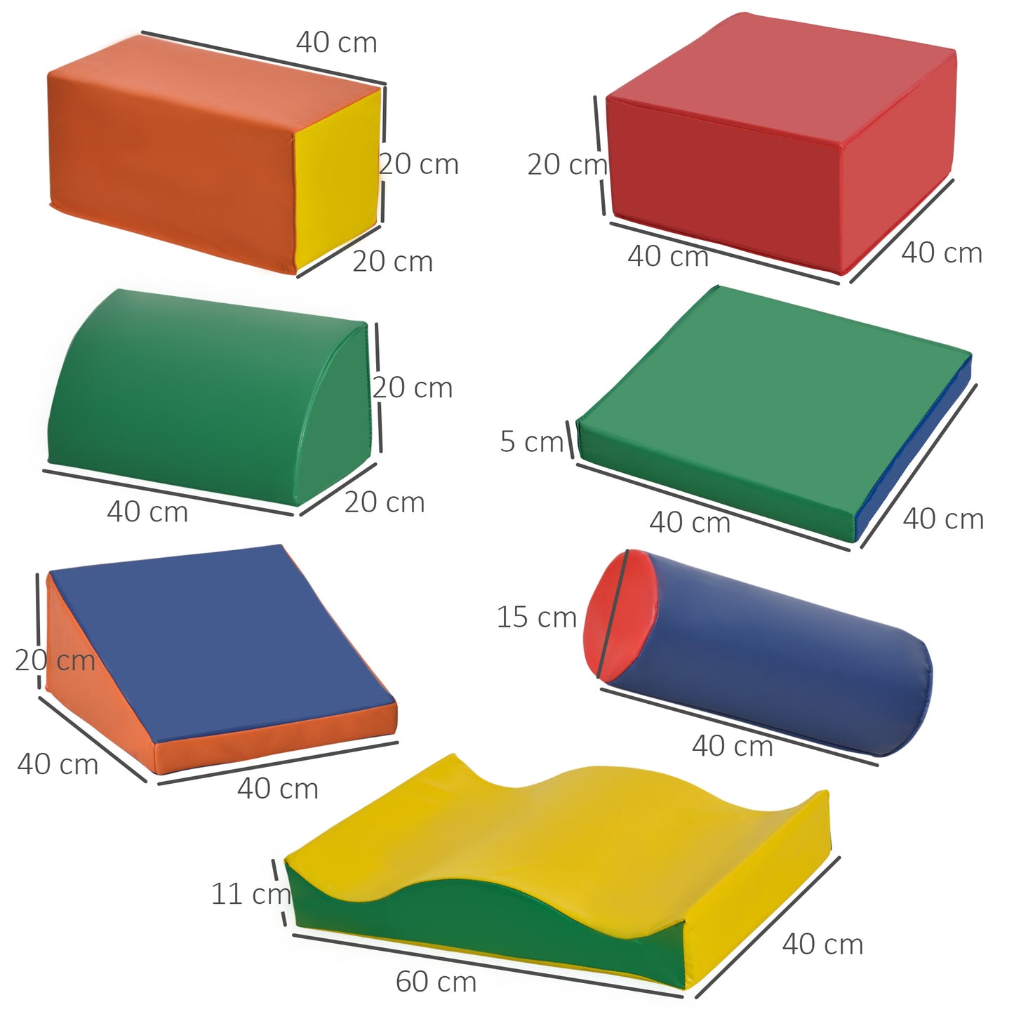 Soft Play Set, 7 Piece Foam Blocks