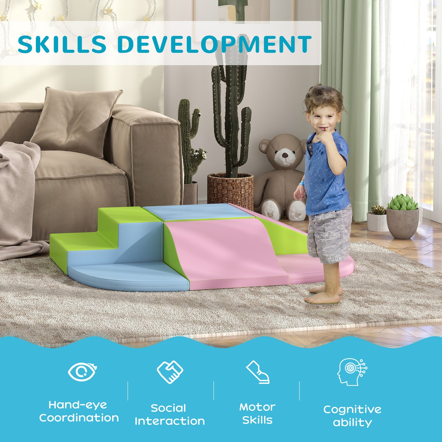 6 Piece Soft Play Equipment for Kids Climb and Crawl