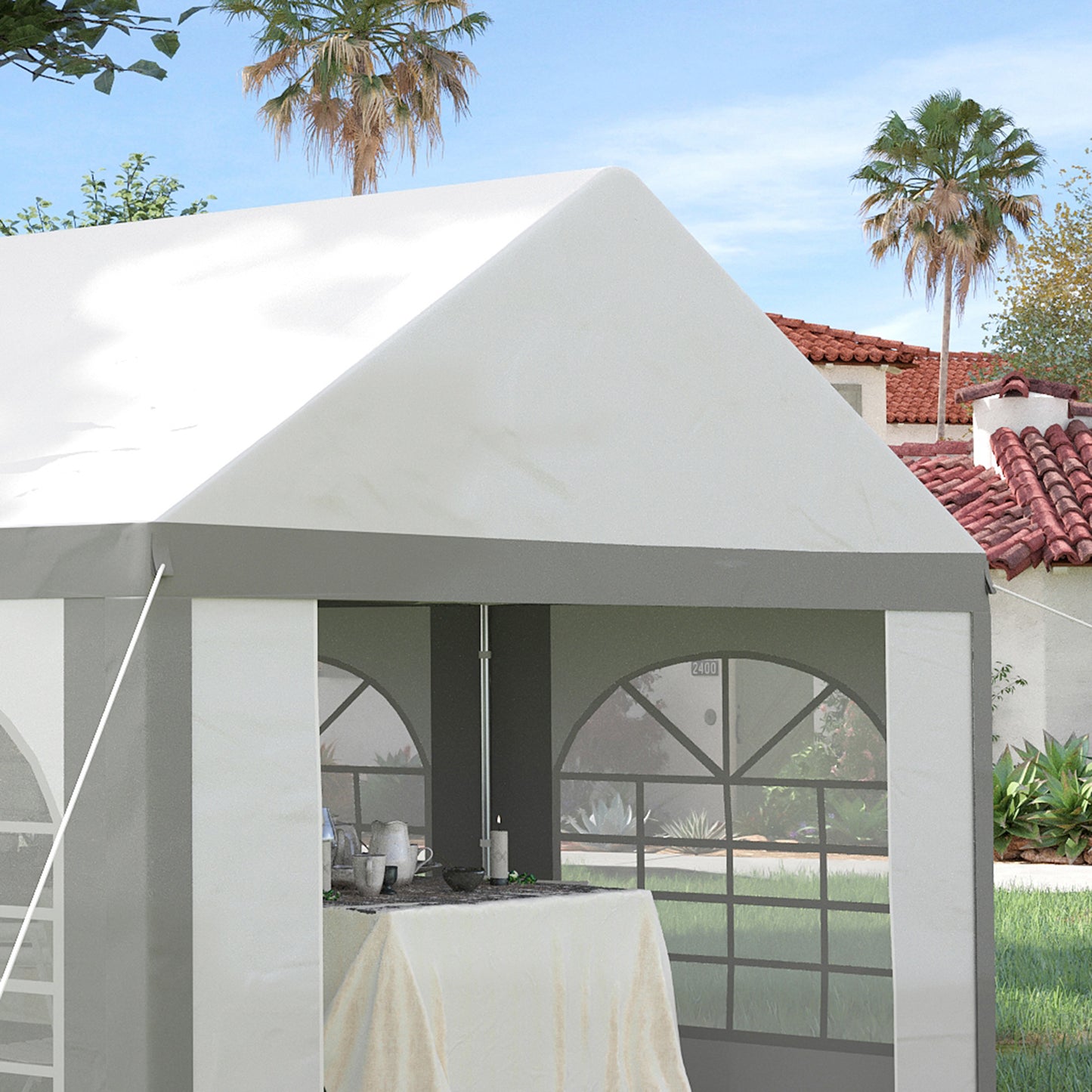 6 x 4m Galvanised Party Tent, Marquee Gazebo with Sides