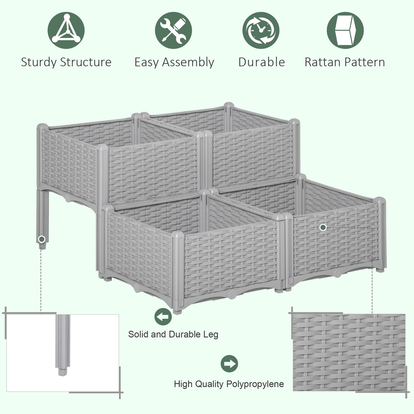 26L Garden Raised Bed Elevated Patio Flower Plant Planter Box PP