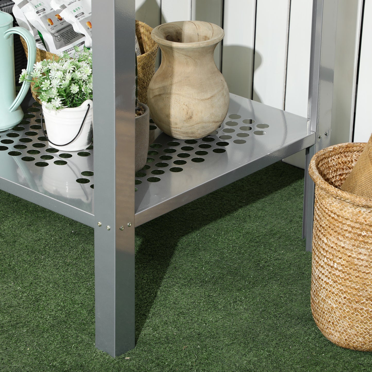 2-Tier Plant Stand, Corner Plant Shelf for Outdoor