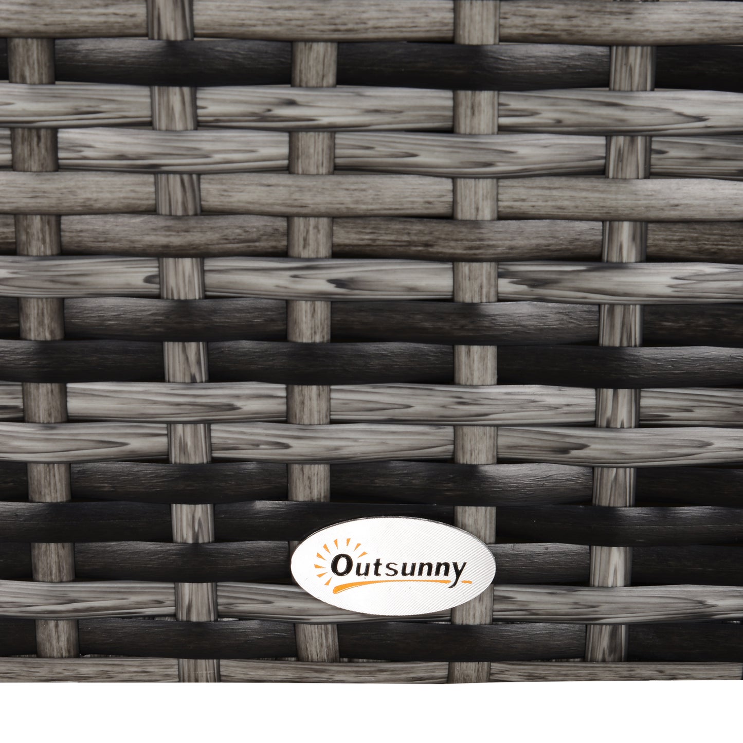 Square PE Rattan Garden Table, with Glass Table Top