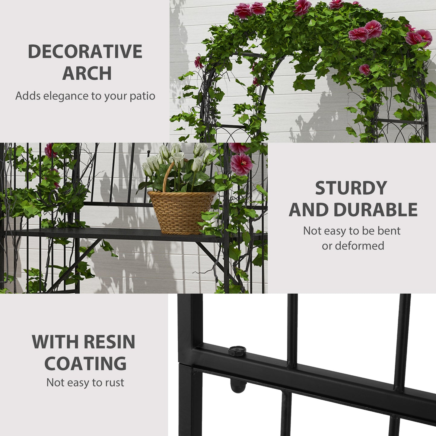 Garden Metal Arch Bench Outdoor Patio Rose Trellis Arbour Pergola