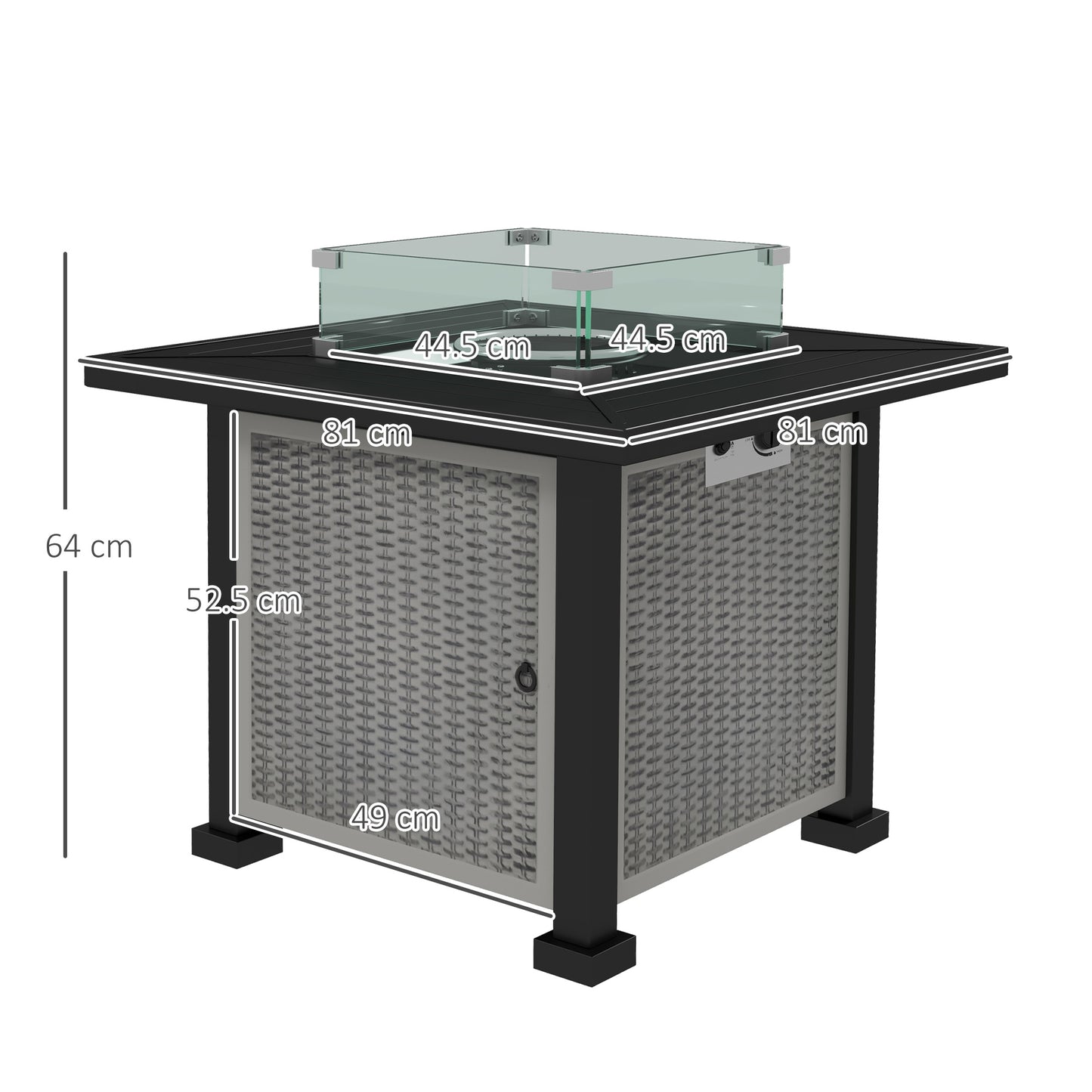 81 x 81cm 50,000 BTU Gas Fire Pit Table