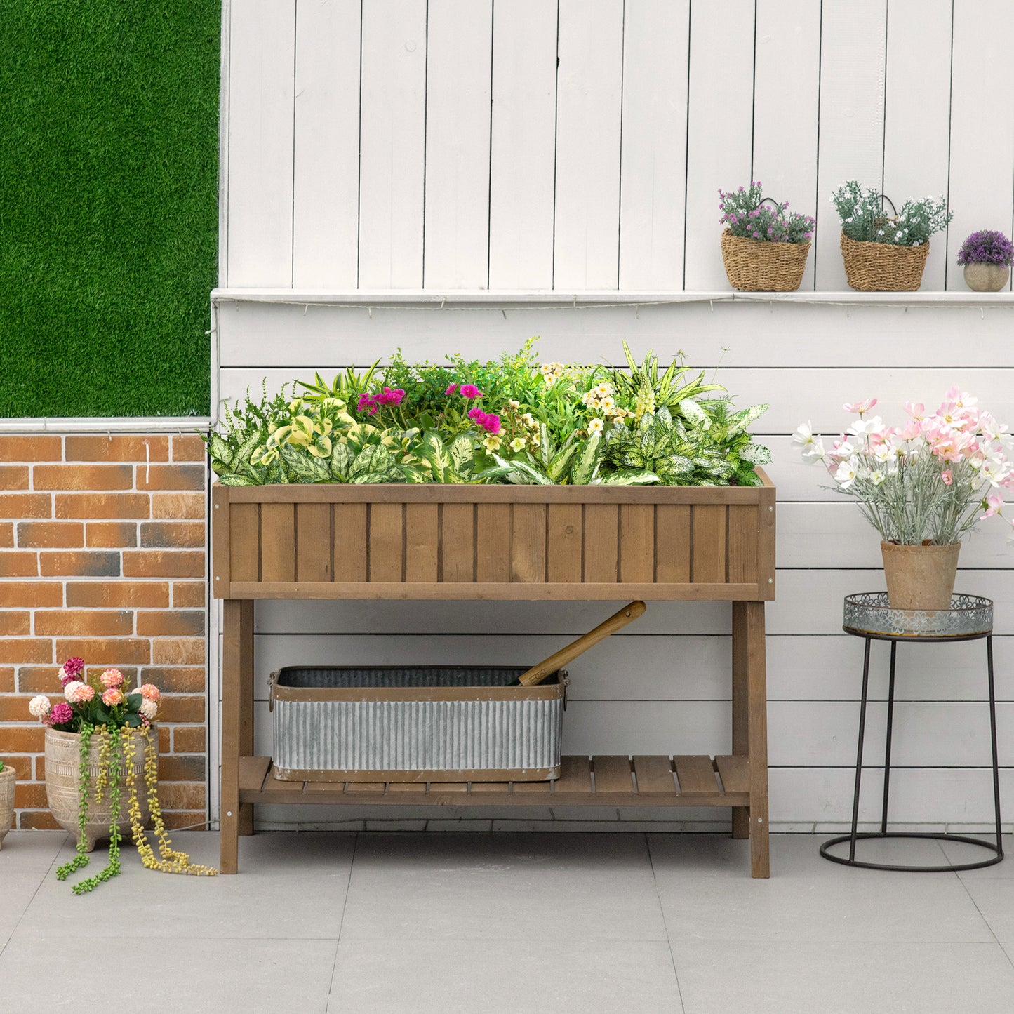 Wooden Herb Planter Raised Bed Container Garden Plant Stand Bed 8