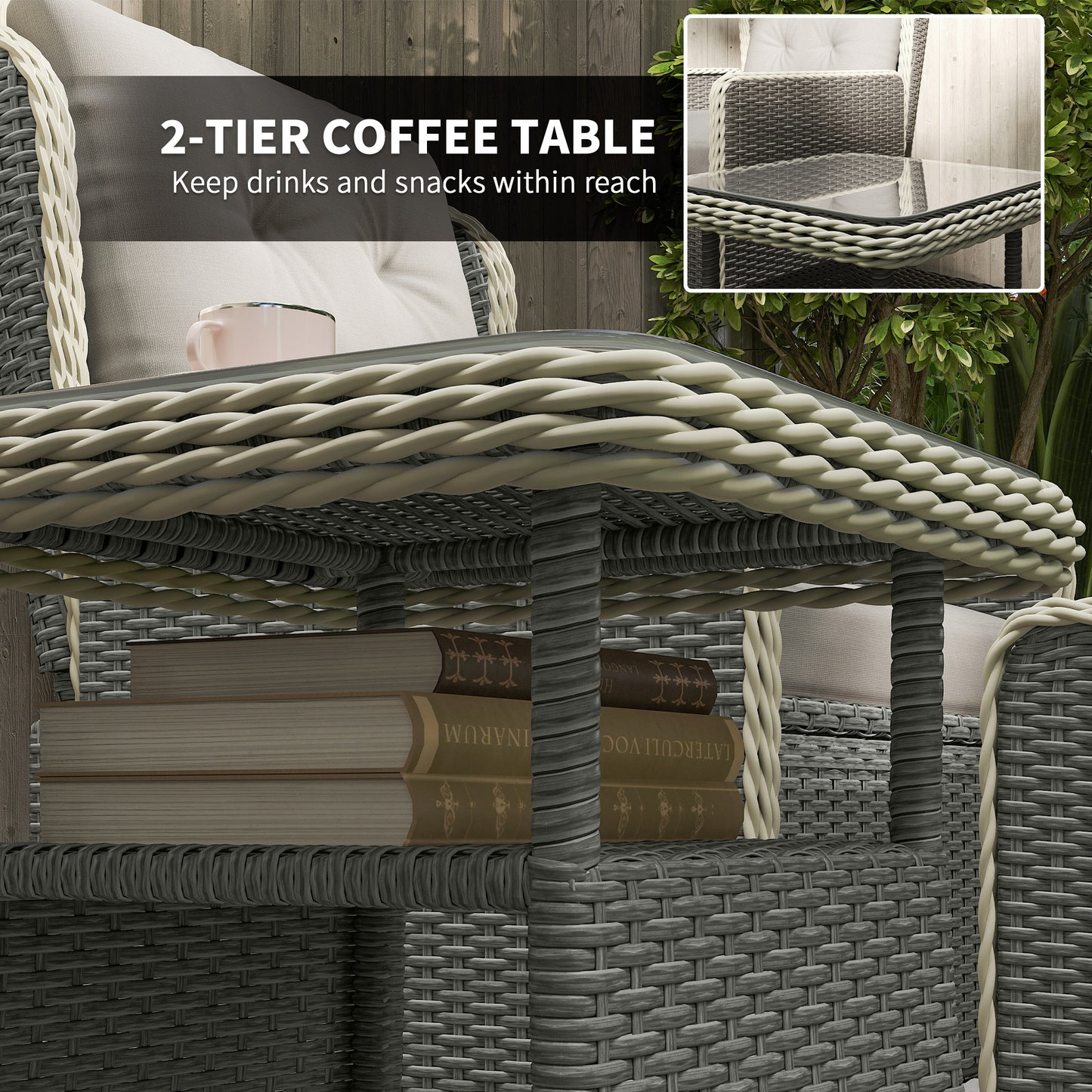 Five-Piece Reclining Rattan Chair Set